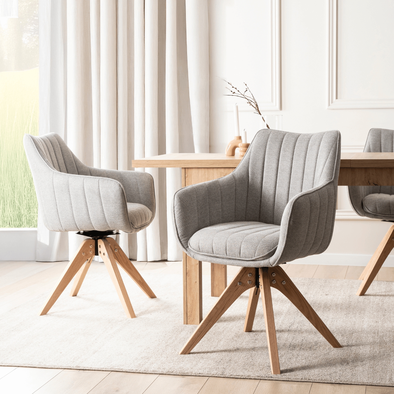 Krzesło Tapicerowane Obrotowe do Salonu LEMON Szare Nowoczesne Skandynawskie ME.LEMON/P/T/K