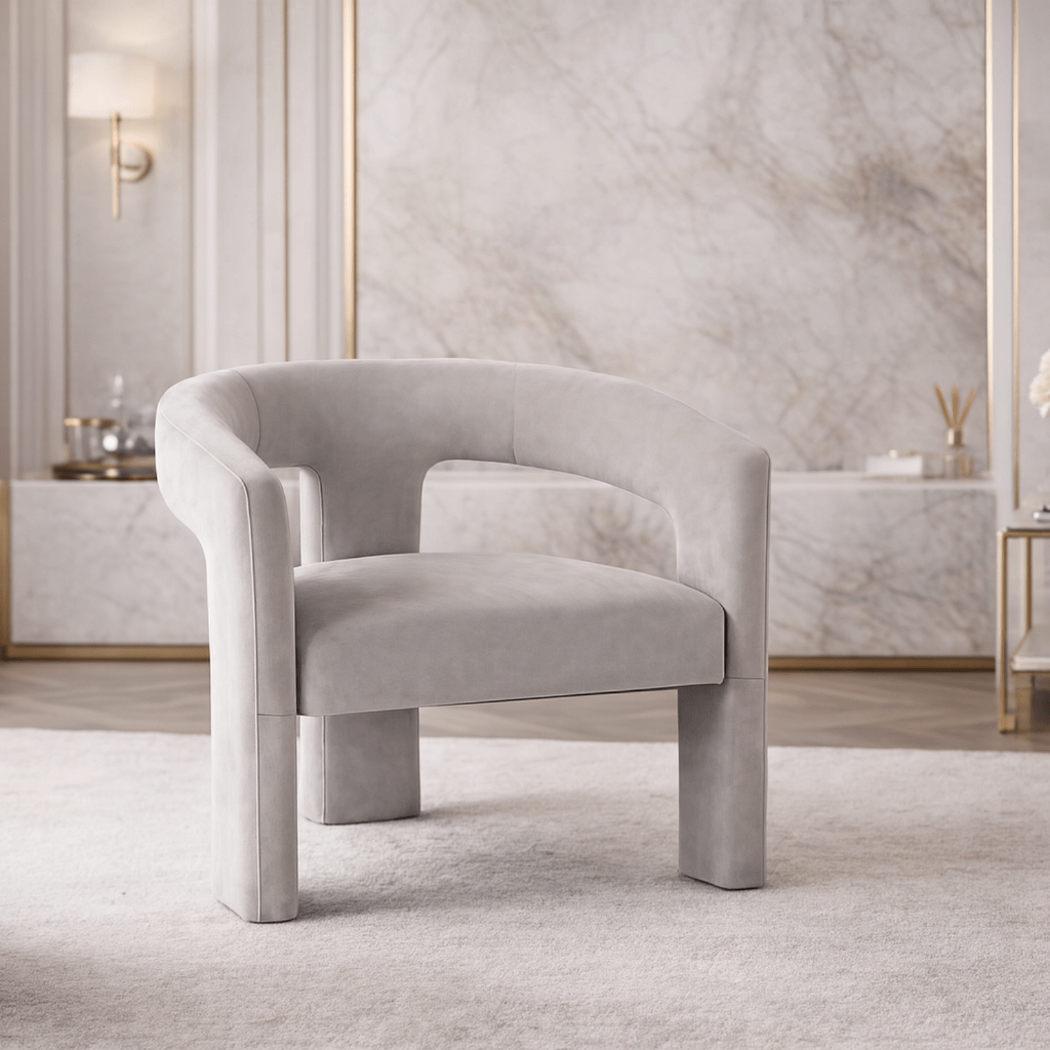 Fotel Wypoczynkowy do Salonu LILLE Szary Welurowy Nowoczesny ME.LILLE/P/V/FW