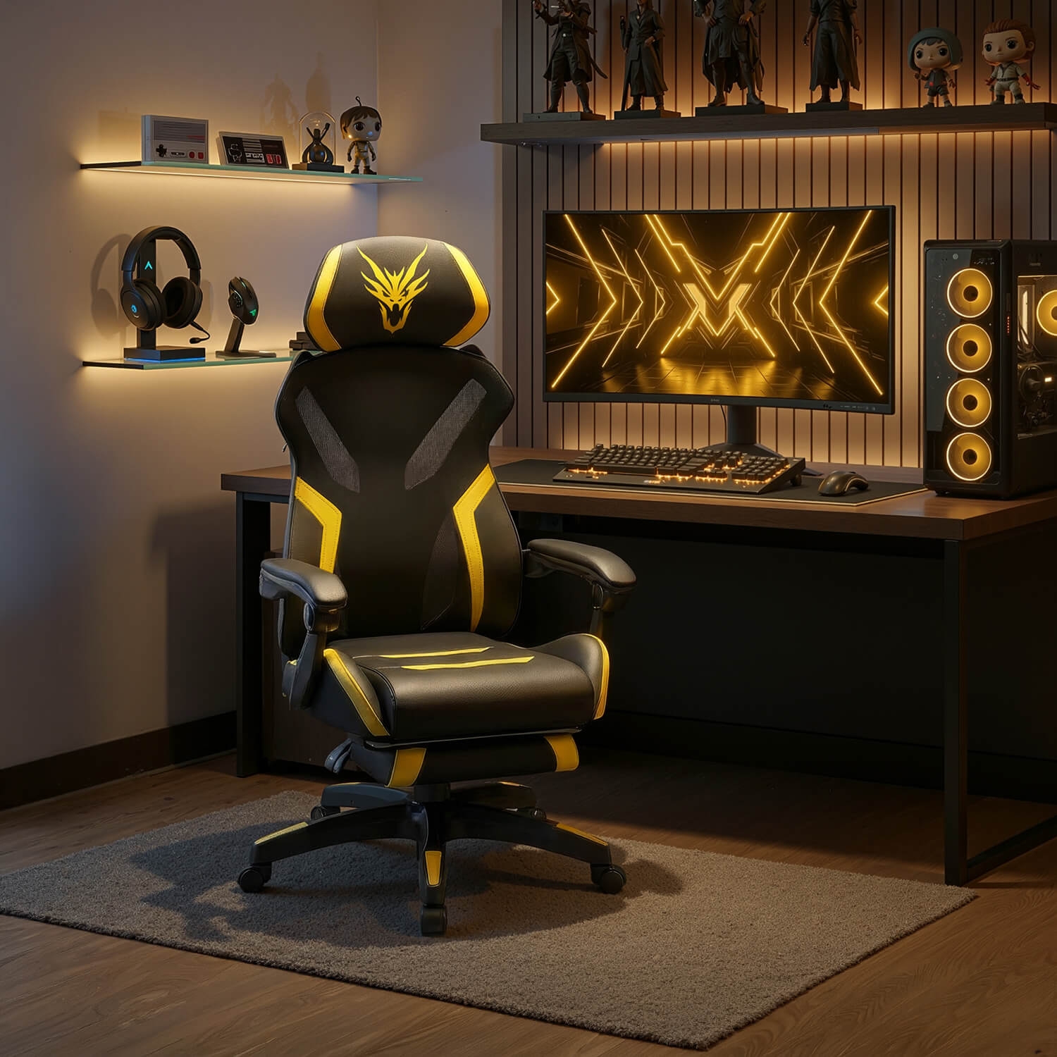 Fotel Gamingowy Obrotowy MAXIMO Czarny/Żółty Nowoczesny ME.MAXIMO/CZ/ZO/T/FO