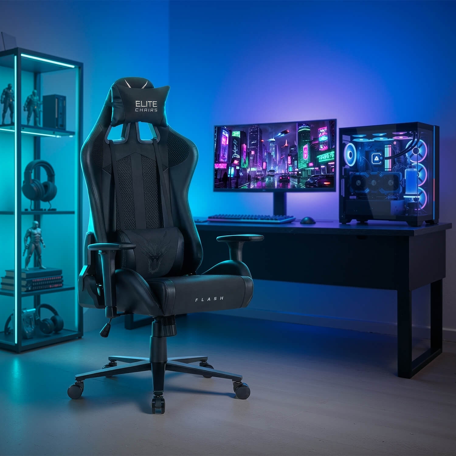 Fotel Gamingowy Obrotowy FLASH Czarny Nowoczesny ME.FLASH/CZ/E/T/FO