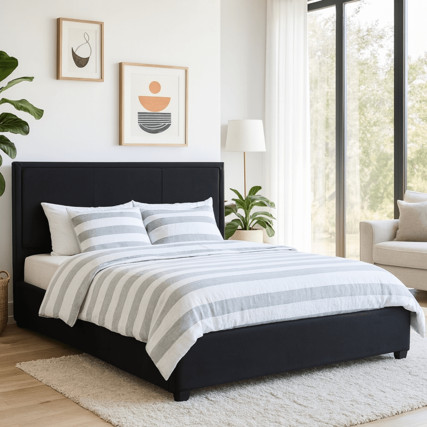 Łóżko Tapicerowane 160x200 cm ANDRE ze Stelażem Dwuosobowe Welurowe Czarne ME.ANDRE/160/CZ/V/LOZ