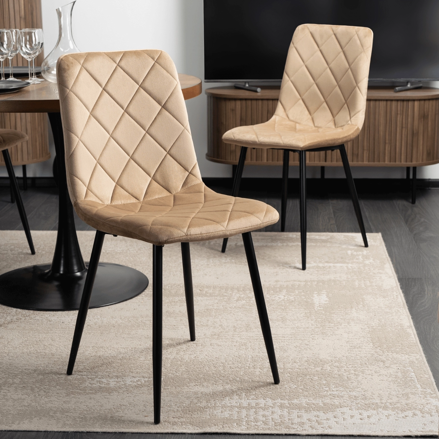 Krzesło Tapicerowane FORIS Beżowe Welurowe Nowoczesne Loft ME.FORIS/BZ/V/K