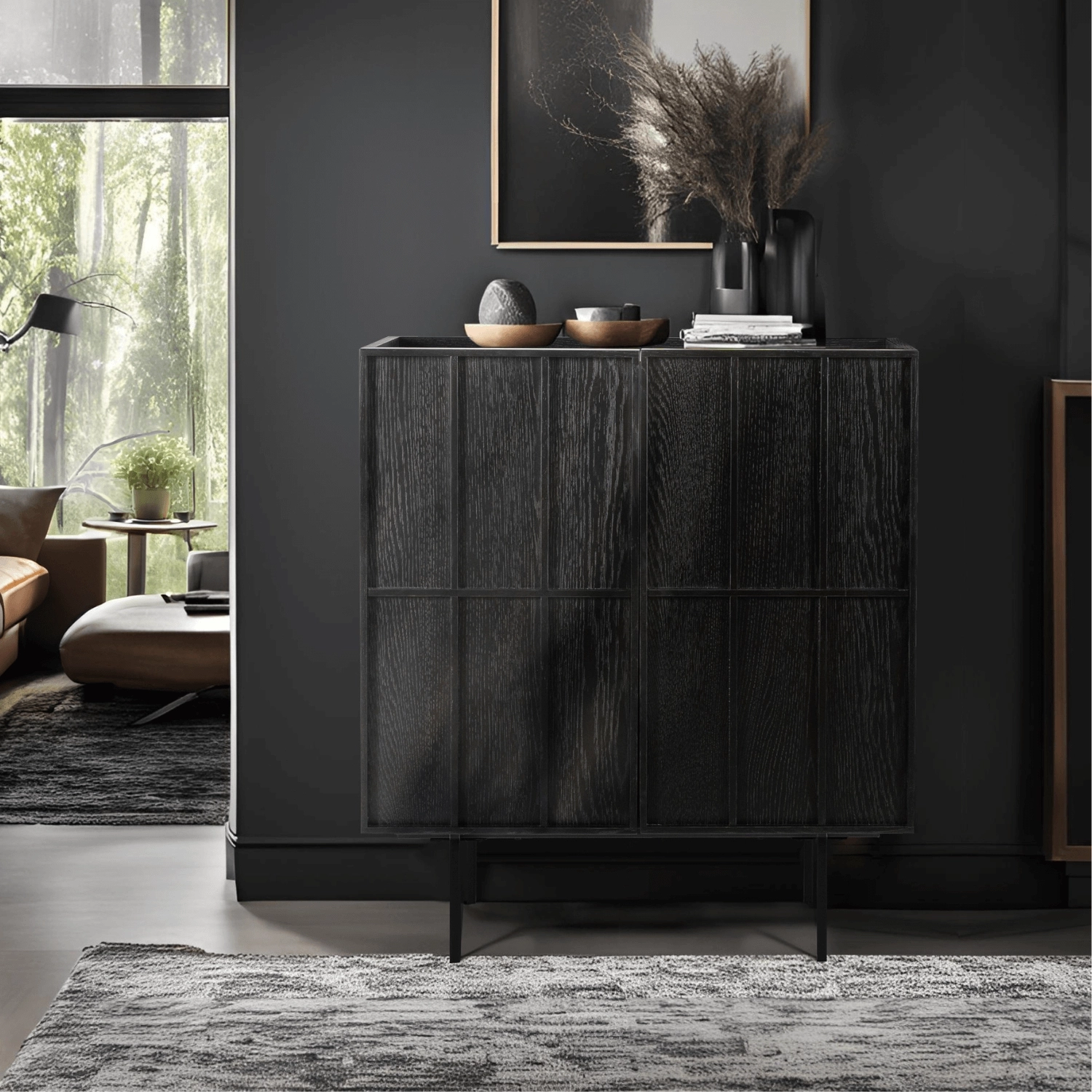 Komoda Dwudrzwiowa NAMBINO 80 cm Czarna Loftowa ME.NAMBINO/CZ/KOM