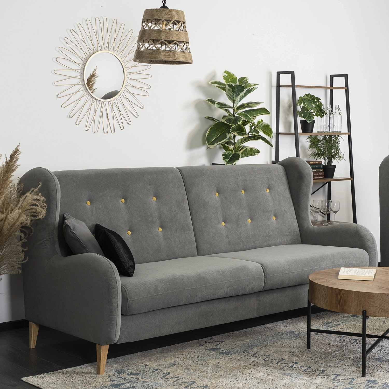 Sofa Rozkładana Dwuosobowa PINTA Szara Nowoczesna do Salonu ME.LAHTI/PRETTY17/PRETTY11/SOF