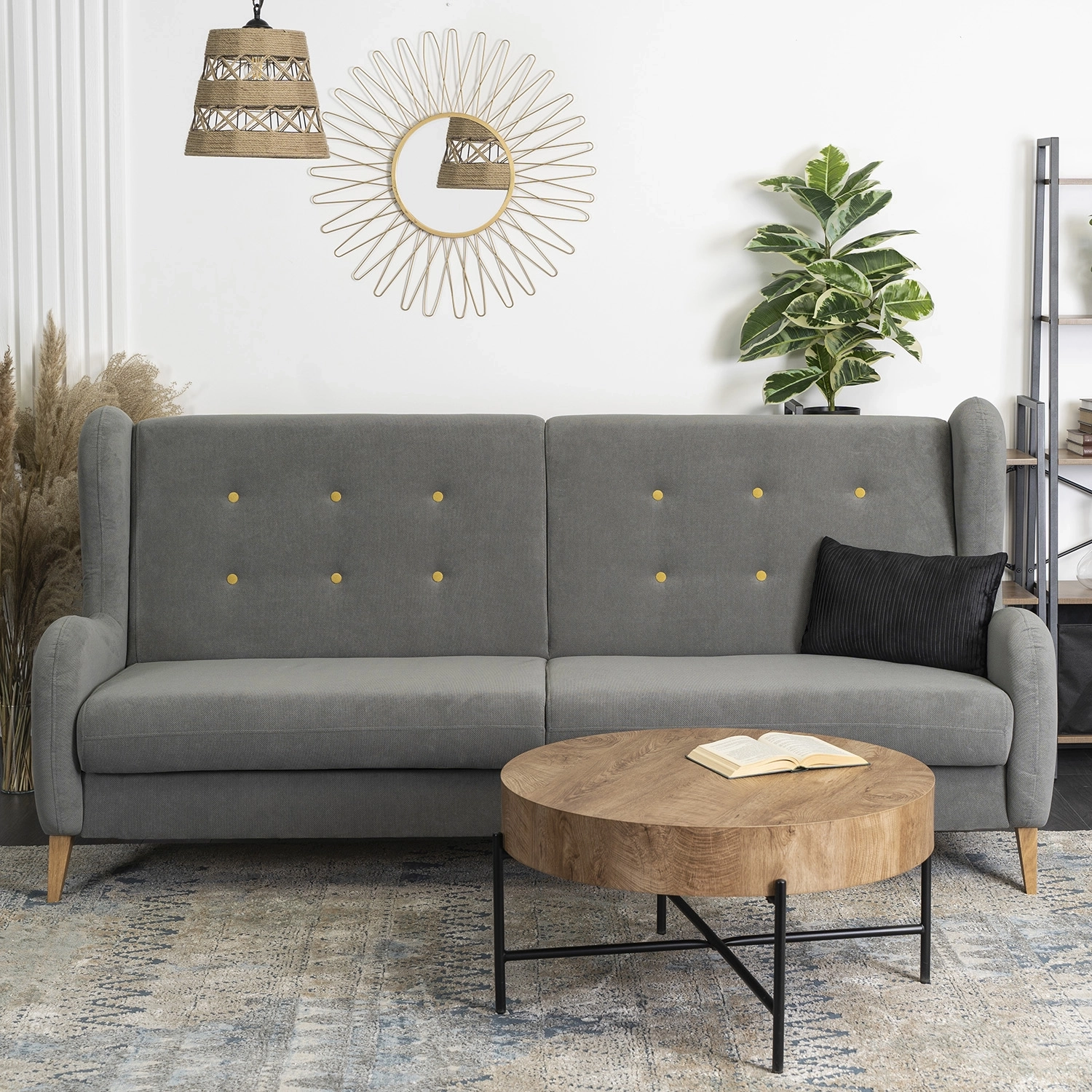 Sofa Rozkładana Dwuosobowa PINTA Szara Nowoczesna do Salonu ME.LAHTI/PRETTY17/PRETTY11/SOF