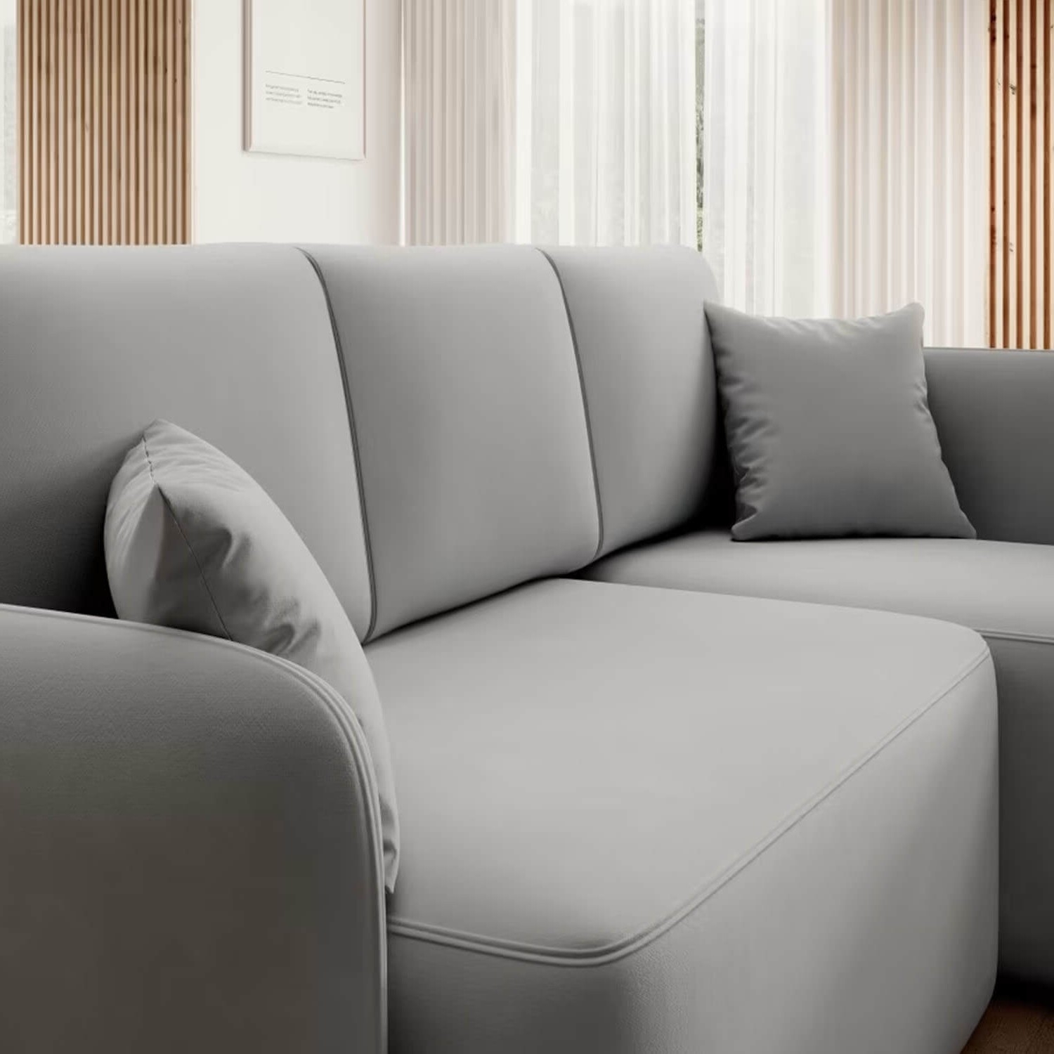 Narożnik z Funkcją Spania HADSON Rozkładany Prawostronny Jasnoszary eltap.CO-HAD-RT-04SO