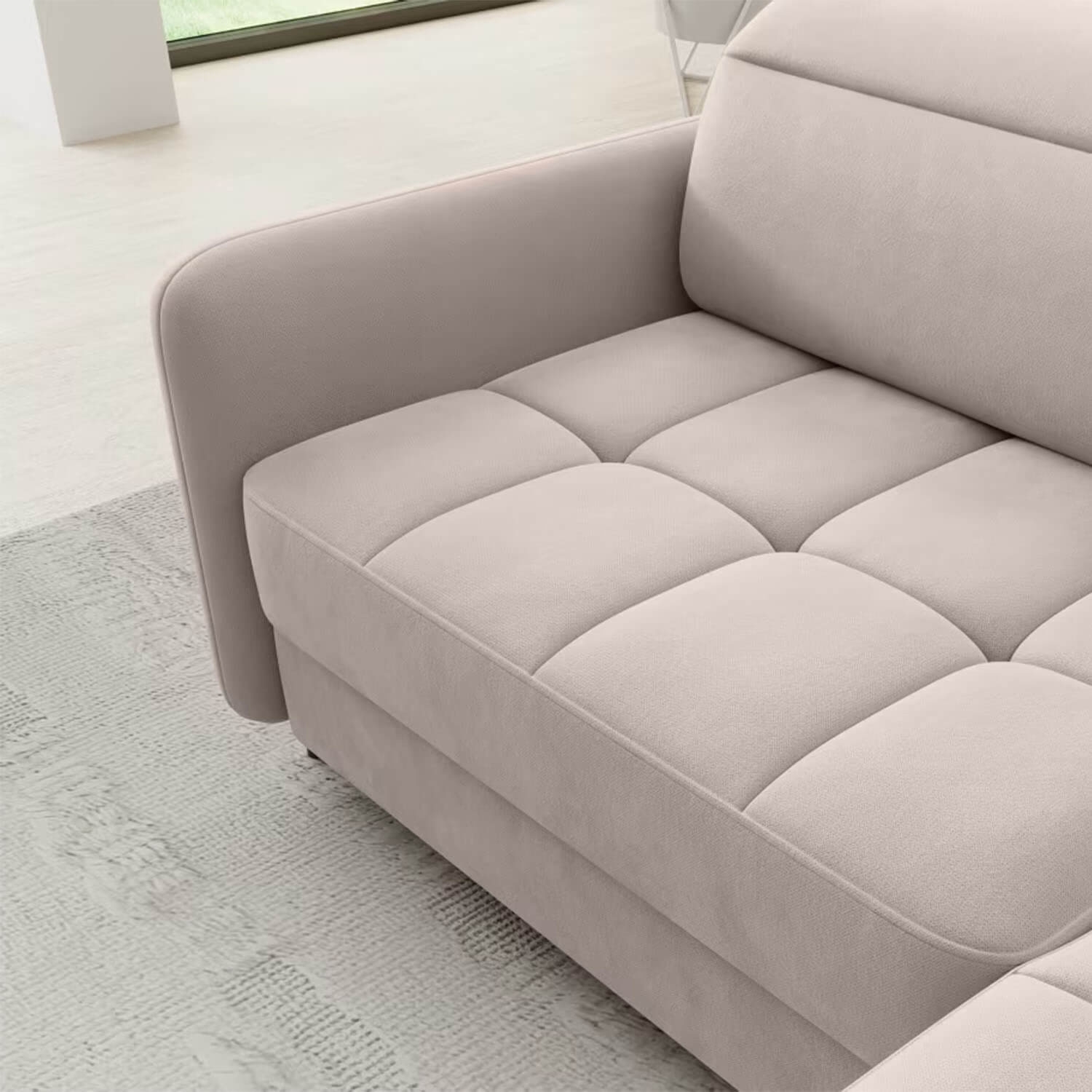 Narożnik z Funkcją Spania BAREA Rozkładany Prawostronny Chłodny Beż eltap.CO-BAR-RT-18SO