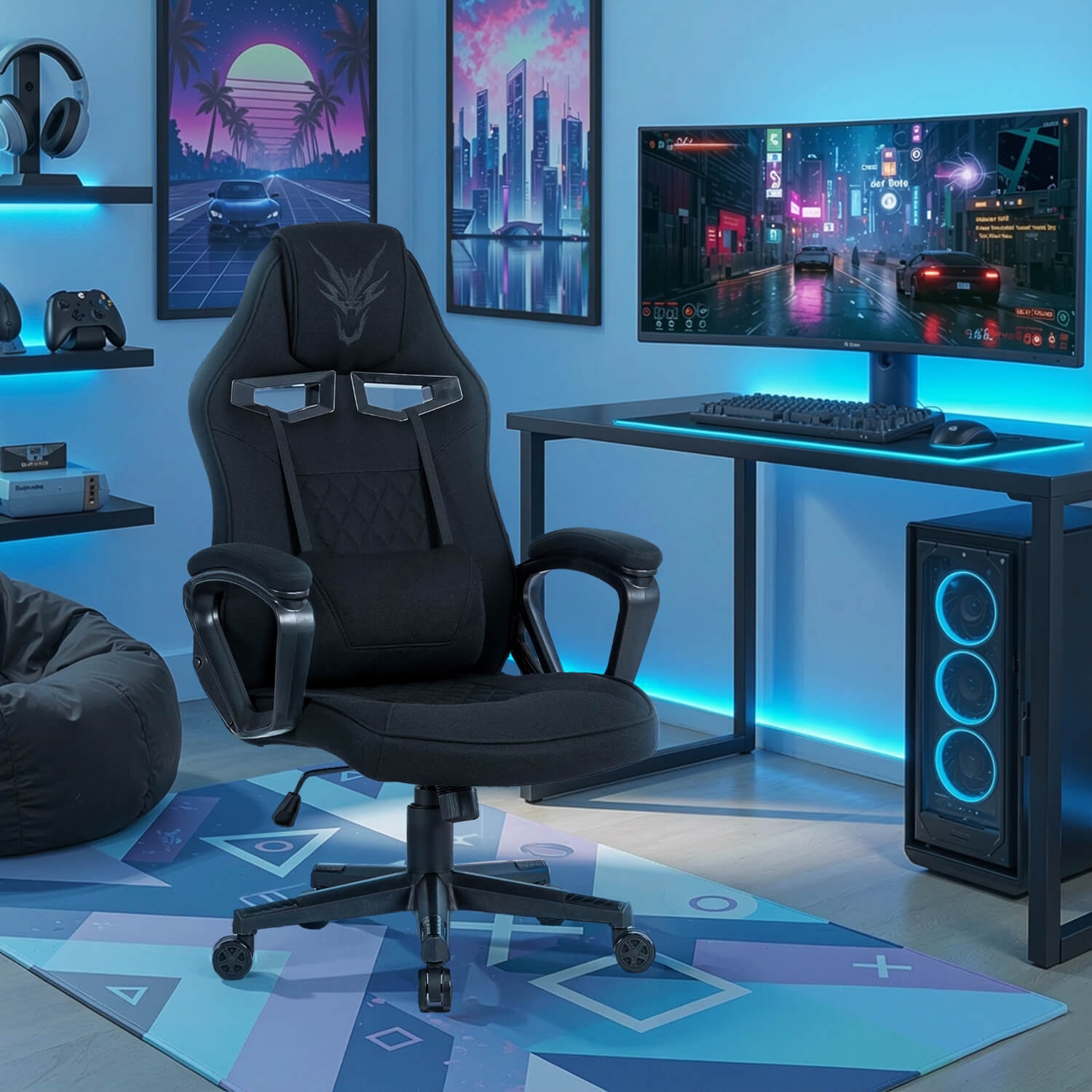 Fotel Gamingowy Obrotowy VIDAL Czarny Nowoczesny ME.VIDAL/CZ/T/FO