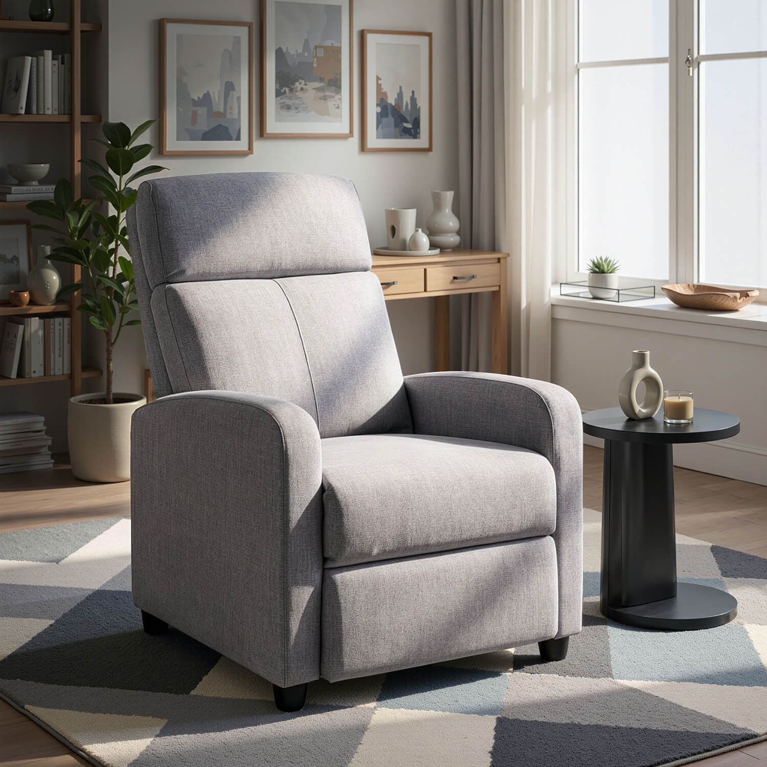 Fotel Rozkładany DANNY Wypoczynkowy z Podnóżkiem Szary Nowoczesny ME.DANNY2/JP/T/FW