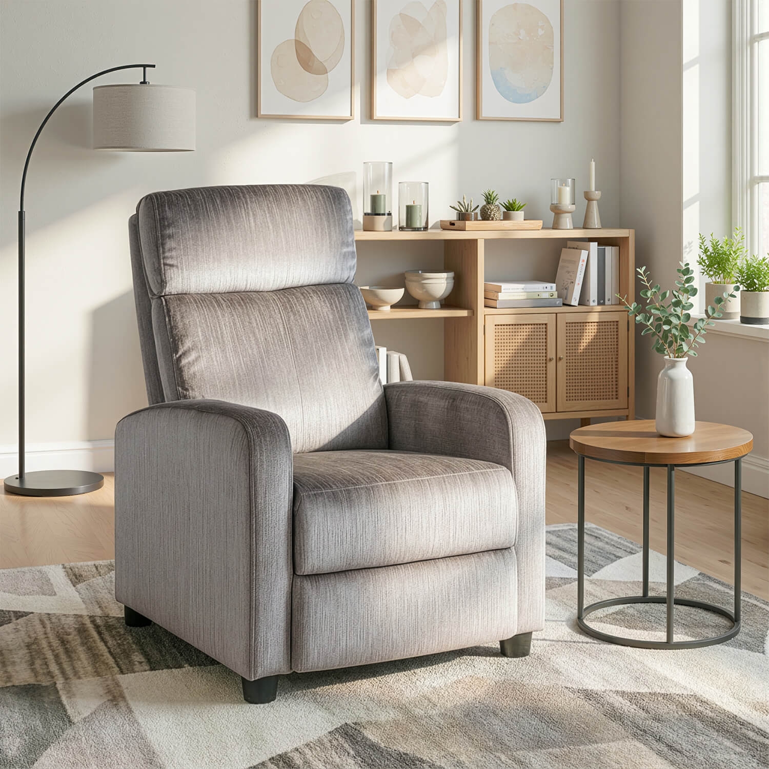 Fotel Rozkładany DANNY Wypoczynkowy z Podnóżkiem Szary Welurowy Nowoczesny ME.DANNY/P/V/FW