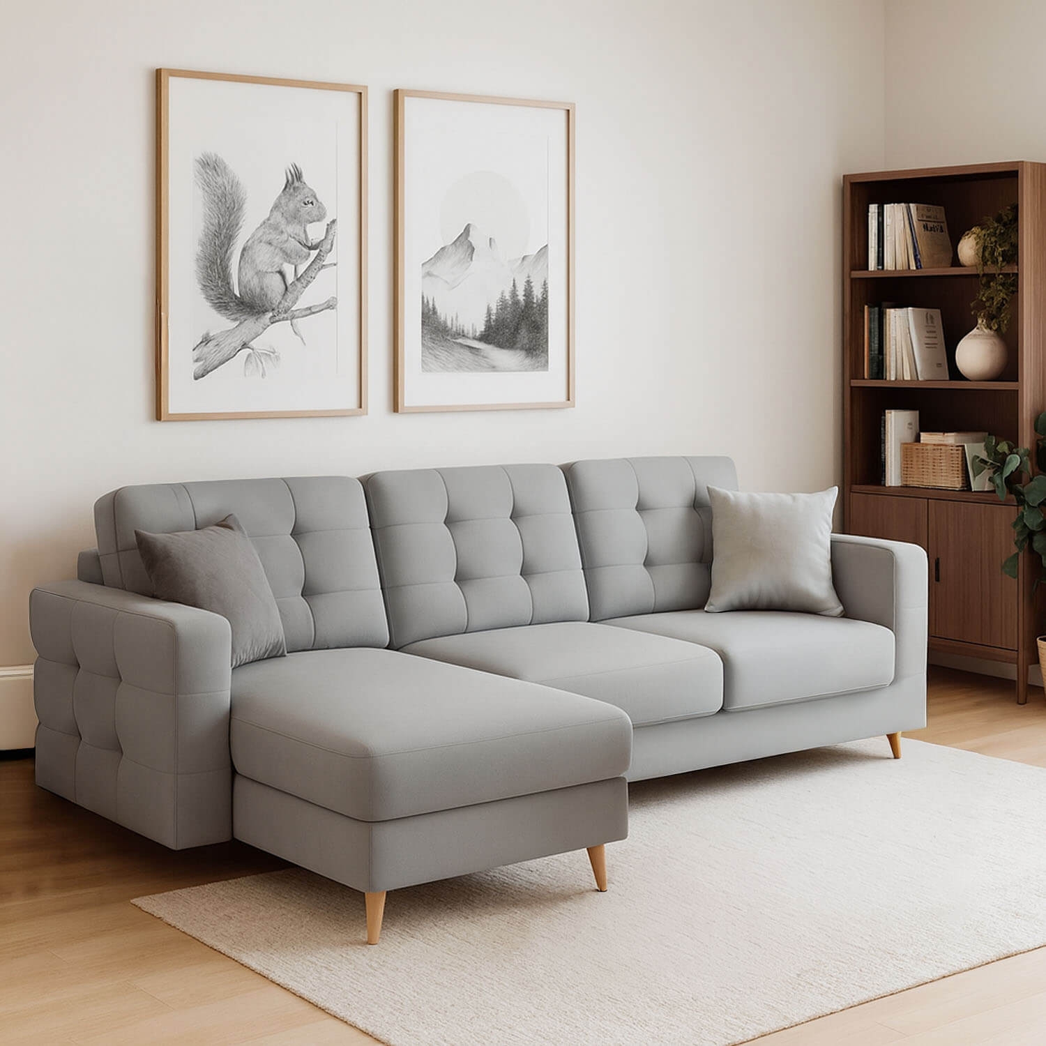 Narożnik z Funkcją Spania ASGARD Rozkładany Szary Ekoskóra eltap.AsgL_04