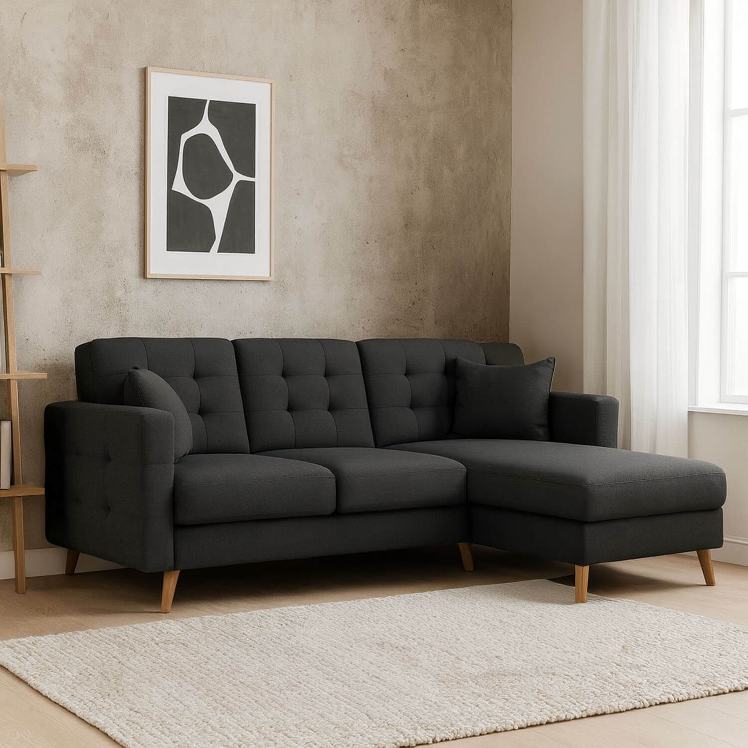 Narożnik z Funkcją Spania ASGARD Rozkładany Czarny eltap.AsgL_01