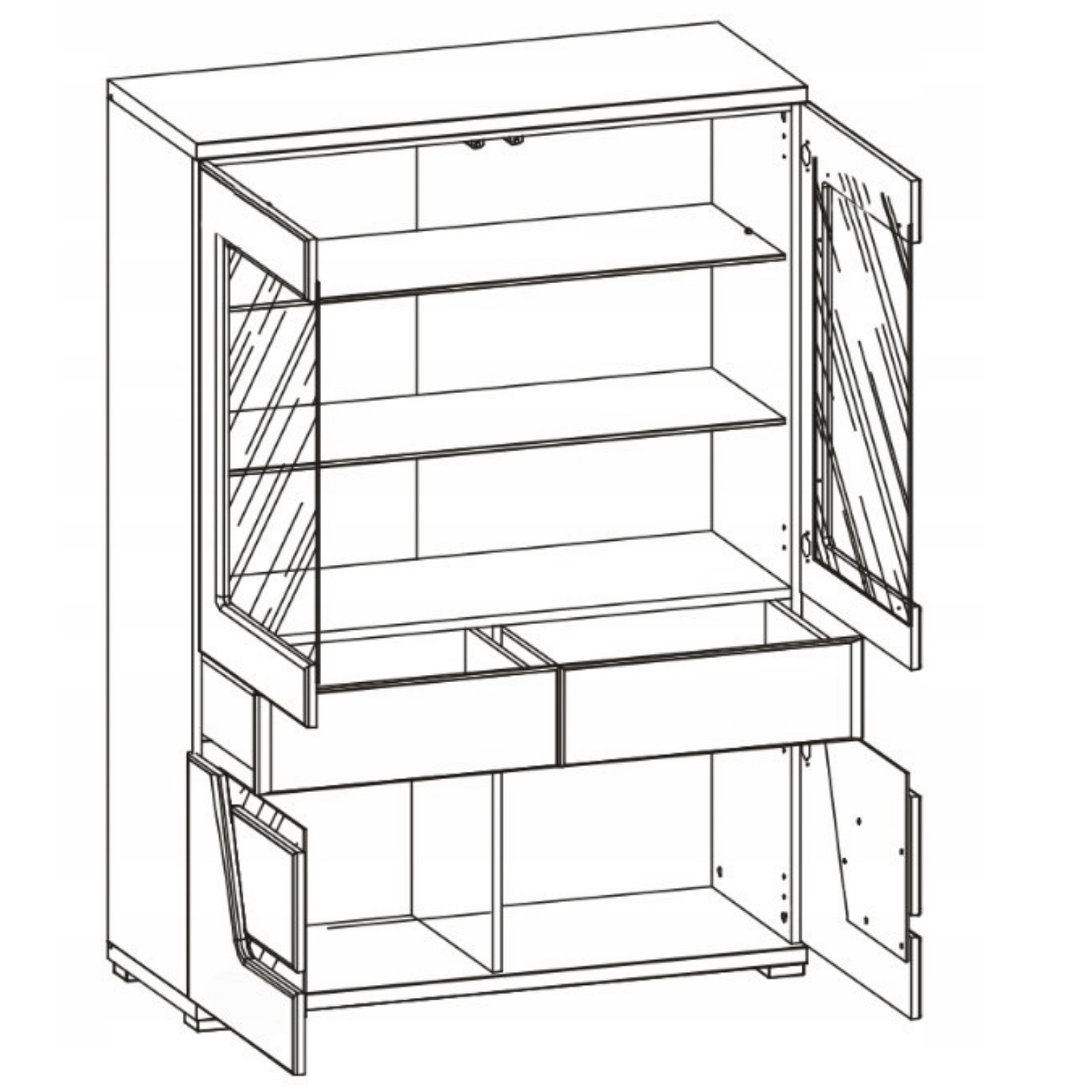 Witryna Przeszklona TES do Salonu Wiąz Mat/Czarny Nowoczesna W.TES/TS-03/MWZ/WIT/WYP