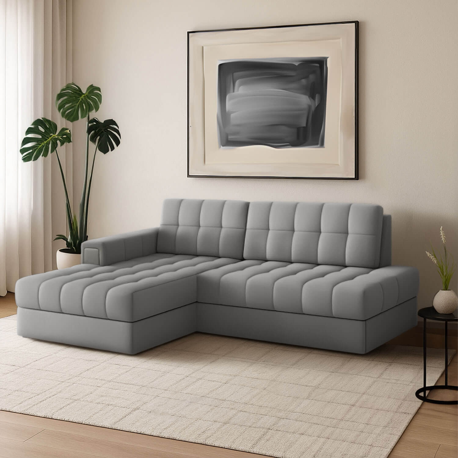 Narożnik z Funkcją Spania BLEZALT Rozkładany Lewostronny Jasnoszary eltap.CO-BL-LT-04SO