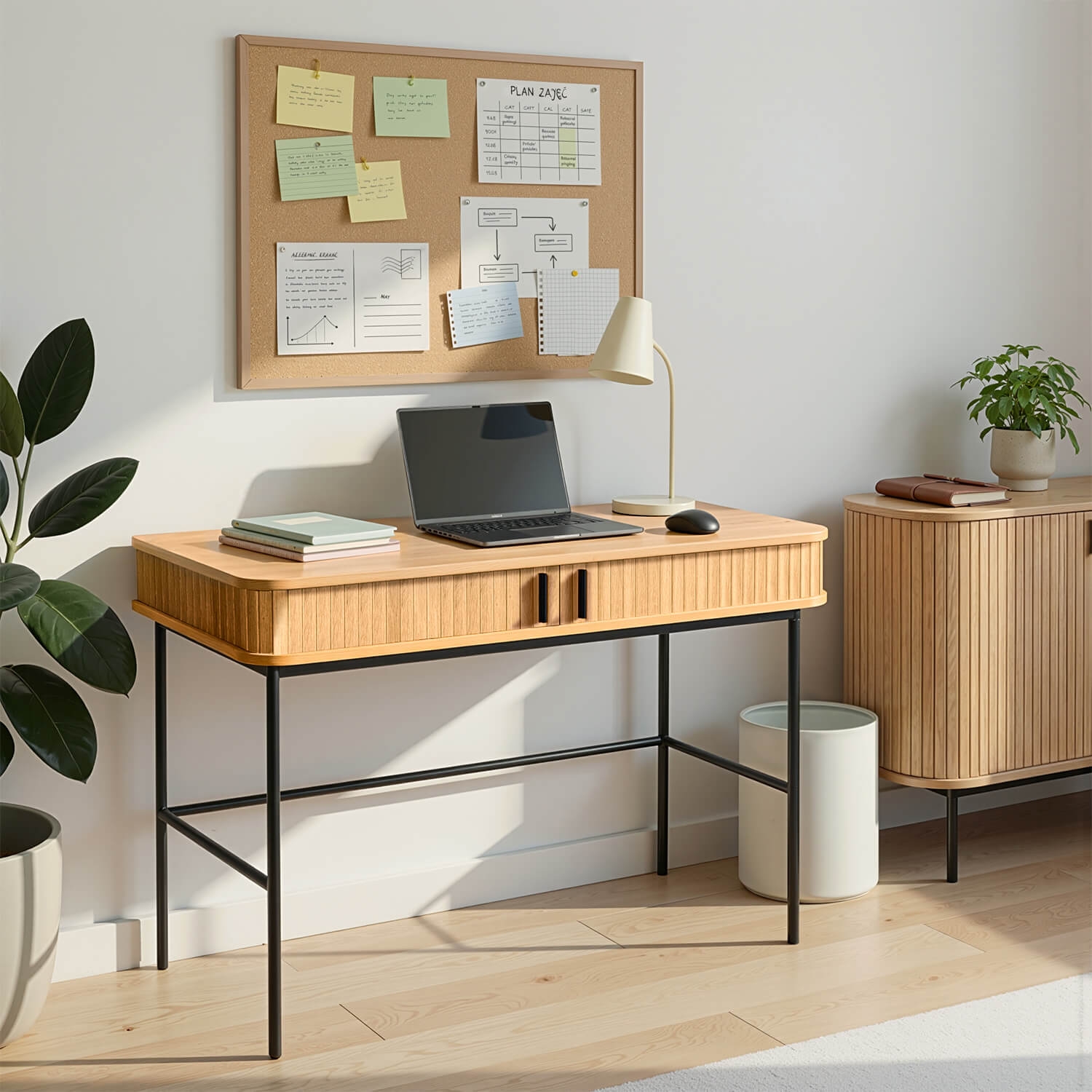 Biurko Rozsuwane TRISH 120 cm Dąb Ryflowane Nowoczesne Loft ME.TRISH/D/B120