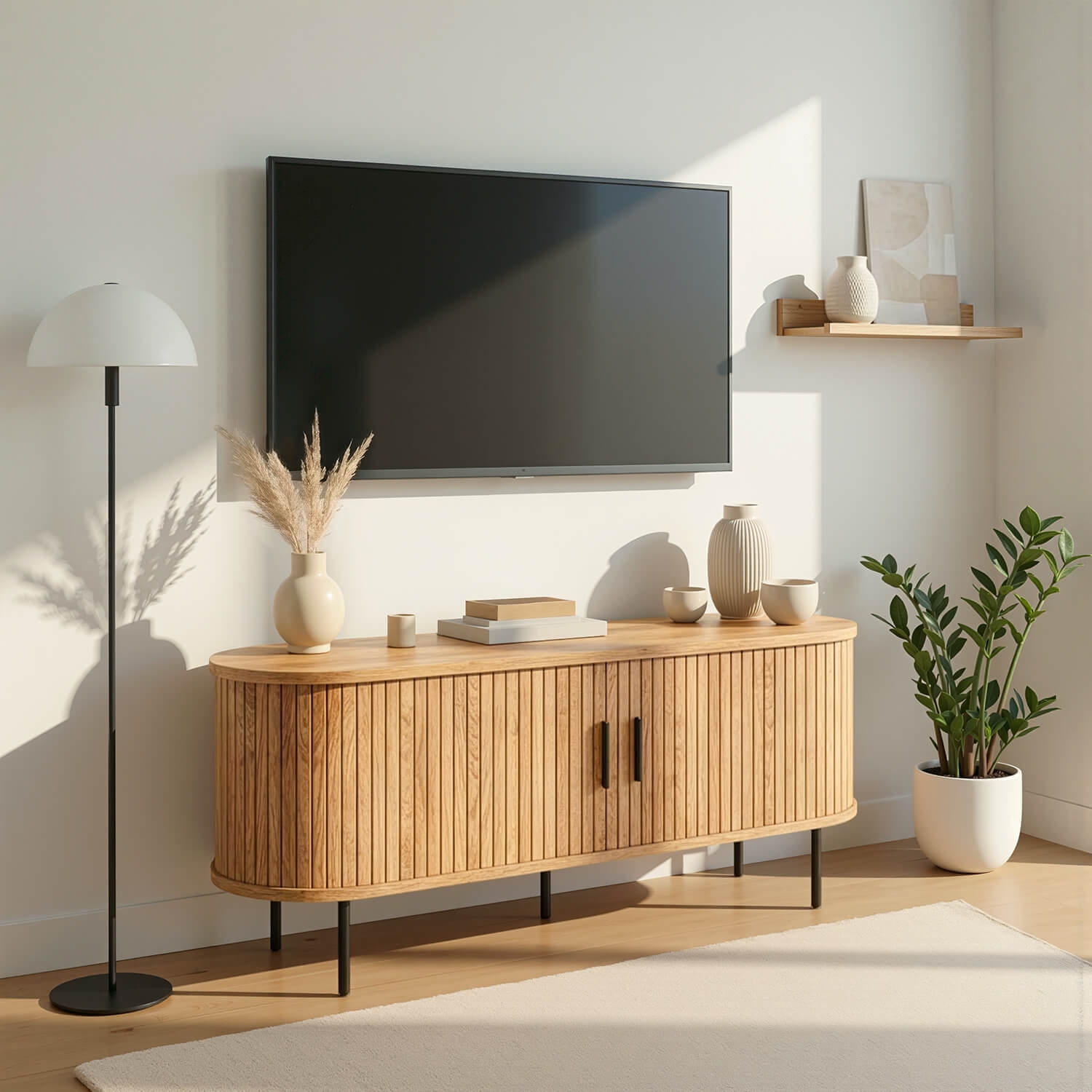 Szafka RTV do Salonu Dwudrzwiowa TRISH 120 cm Dąb Ryflowana Nowoczesna ME.TRISH/D/RTV120