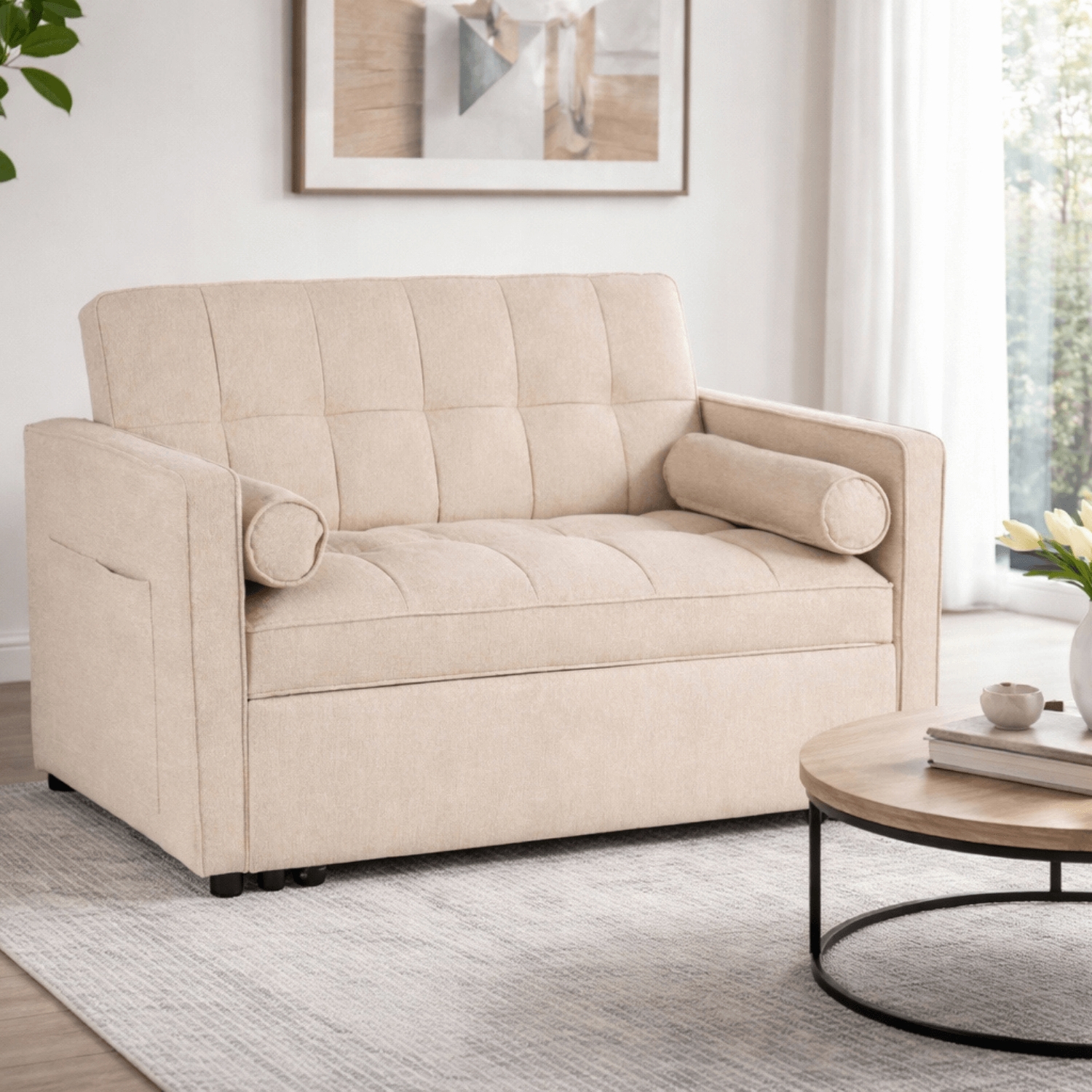 Fotel do Spania CORRA Rozkładany Amerykanka Beżowy Nowoczesny ME.CORRA/BZ/T/SOF