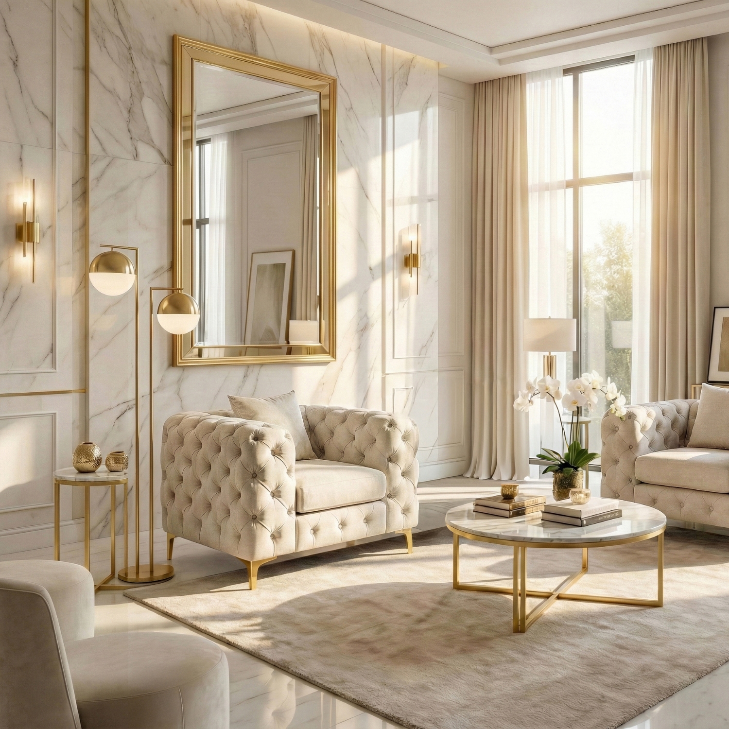 Fotel Wypoczynkowy SORRENTO 1S Kremowy Welurowy Nowoczesny Glamour ME.SORRENTO1S/KR/V/FW