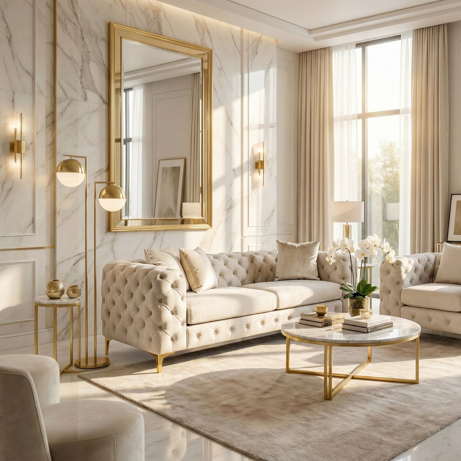 Sofa SORRENTO 3S Trzyosobowa Kremowa Welurowa Nowoczesna Glamour ME.SORRENTO3S/KR/V/SOF