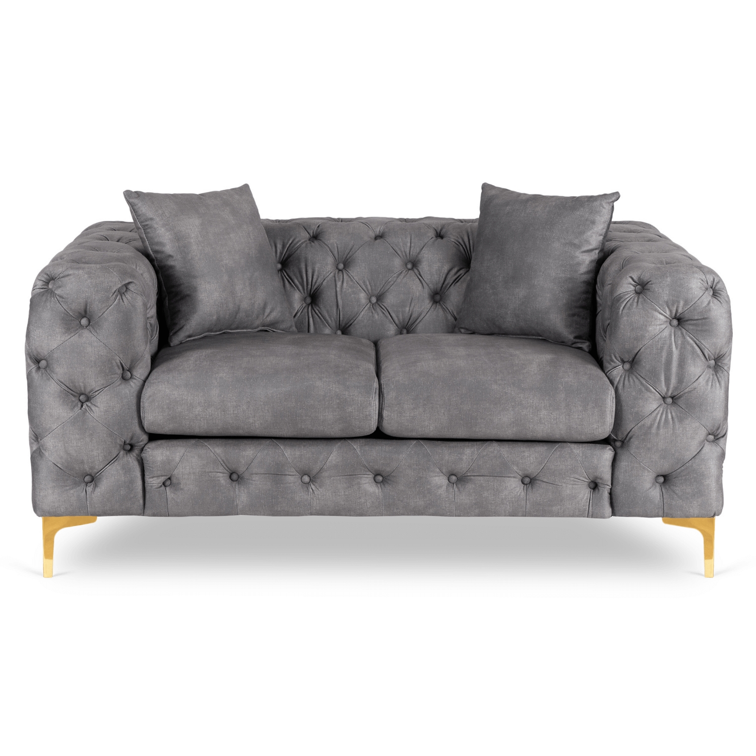 Sofa SORRENTO 2S Dwuosobowa Szara Welurowa Nowoczesna Glamour ME.SORRENTO2S/P/V/SOF