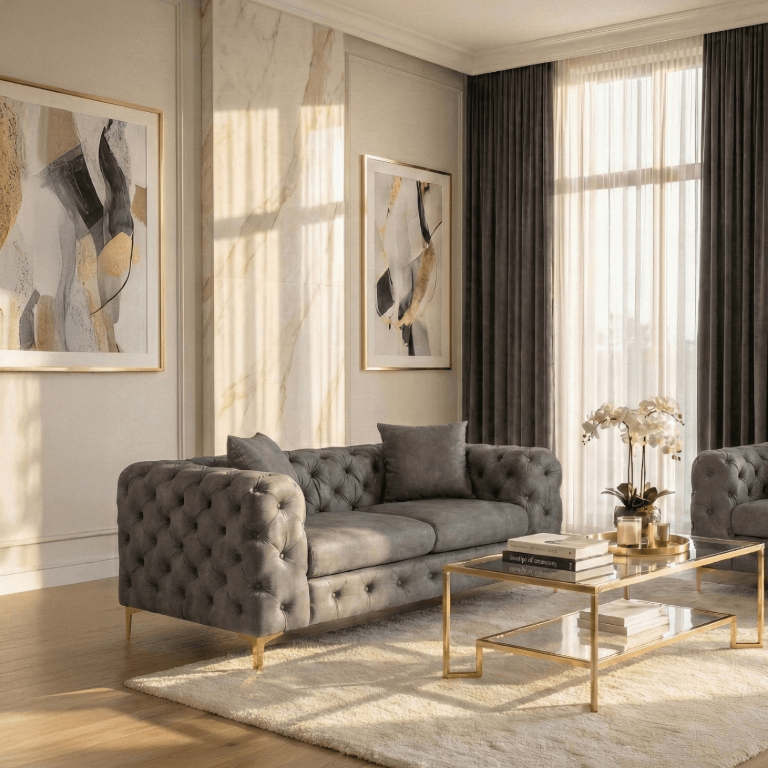 Sofa SORRENTO 2S Dwuosobowa Szara Welurowa Nowoczesna Glamour ME.SORRENTO2S/P/V/SOF