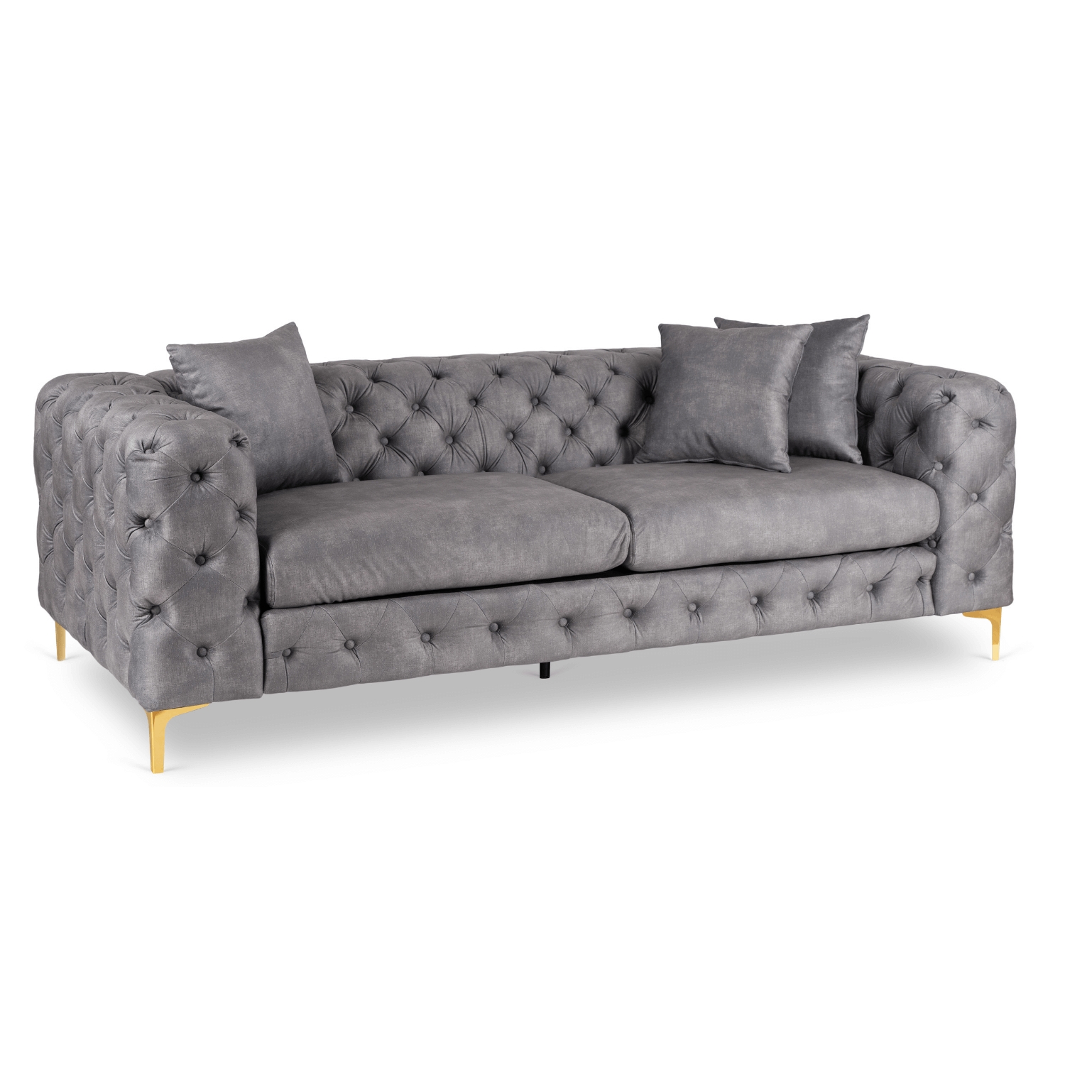 Sofa SORRENTO 3S Trzyosobowa Szara Welurowa Nowoczesna Glamour ME.SORRENTO3S/P/V/SOF