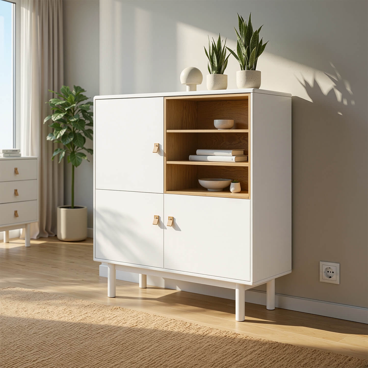 Komoda Trzydrzwiowa VEDDE 100 cm Biała Skandynawska ME.VEDDE/B/KOM