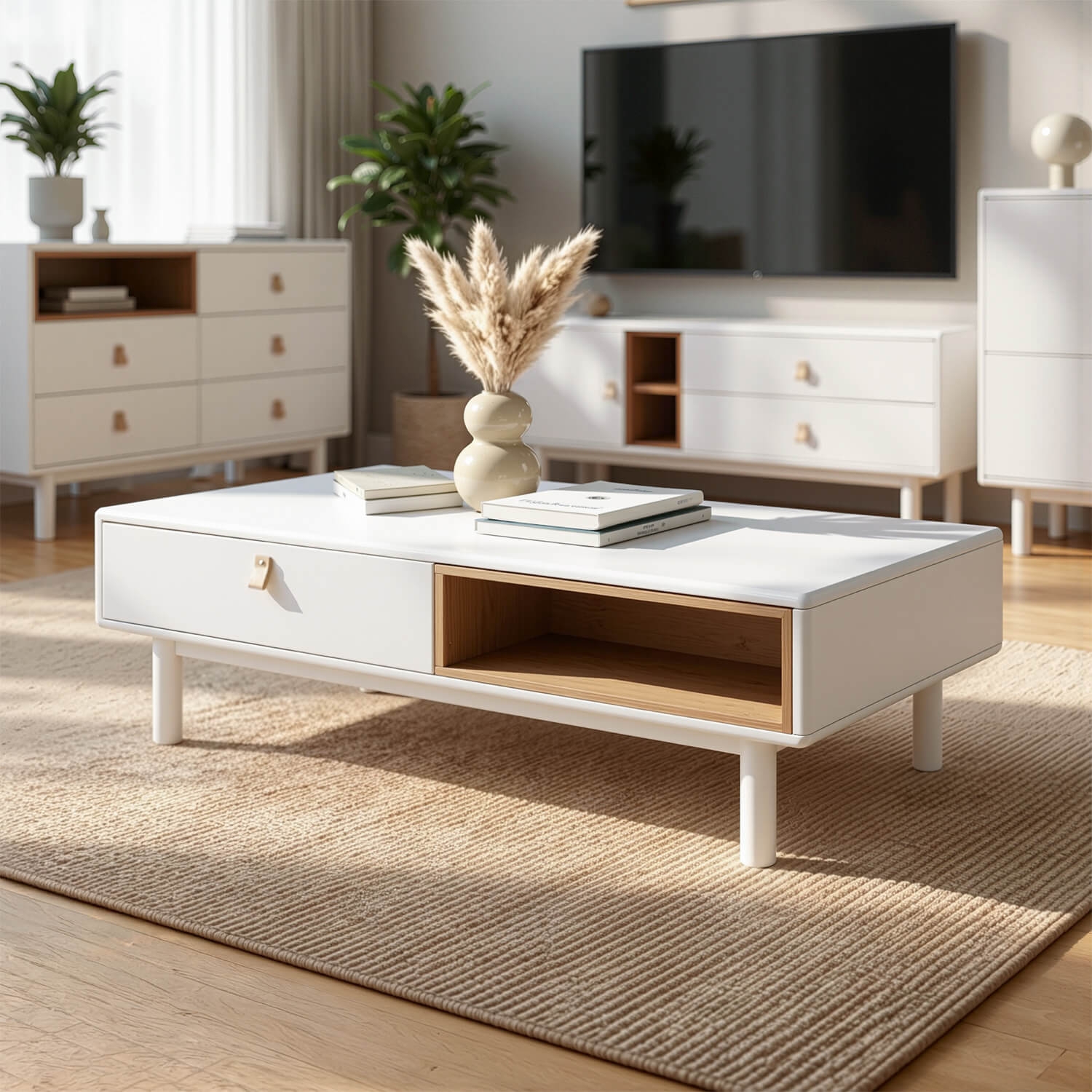 Ława do Salonu ARES 120 cm Biała Skandynawska ME.ARES/B/L