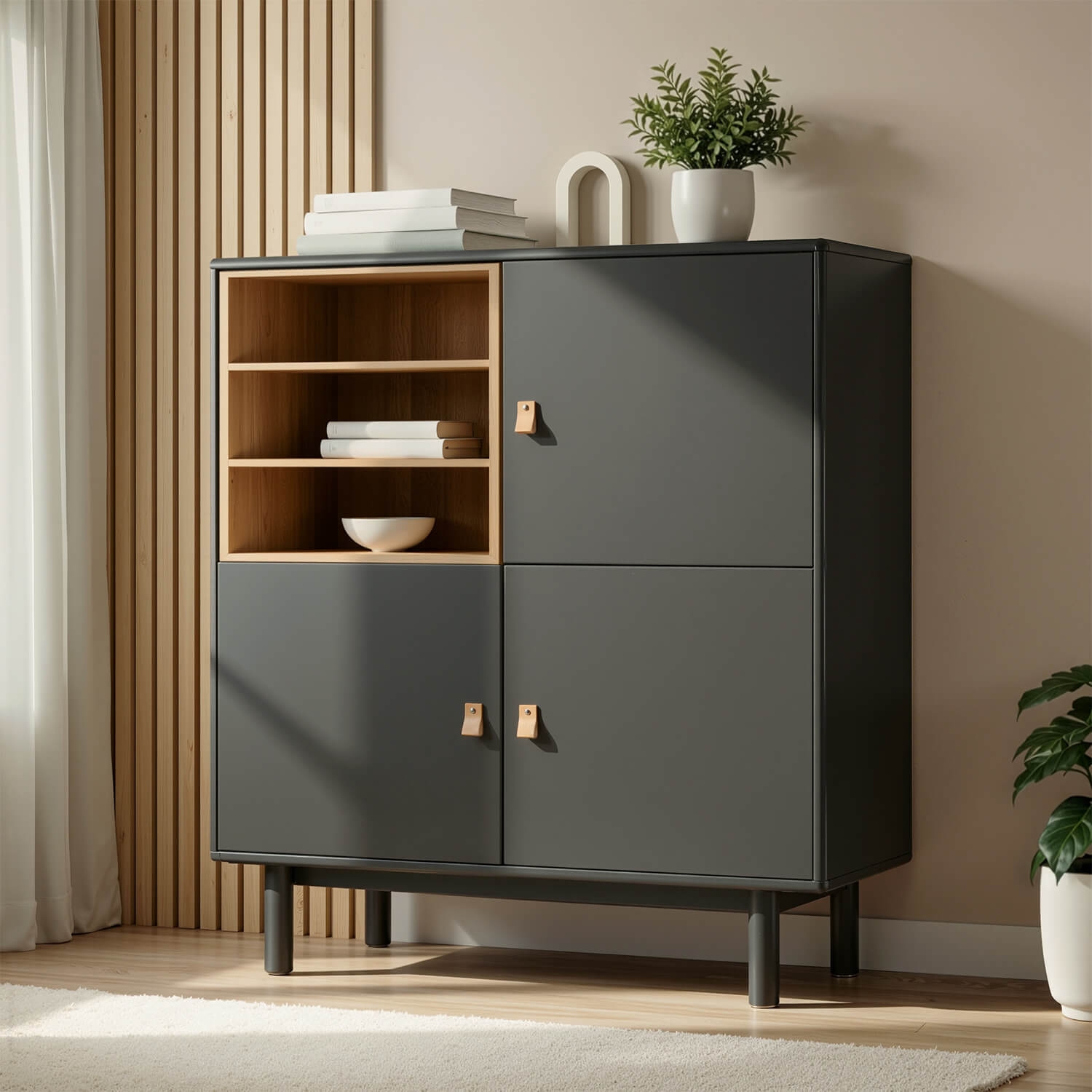 Komoda Trzydrzwiowa VEDDE 100 cm Czarna Loftowa ME.VEDDE/CZ/KOM