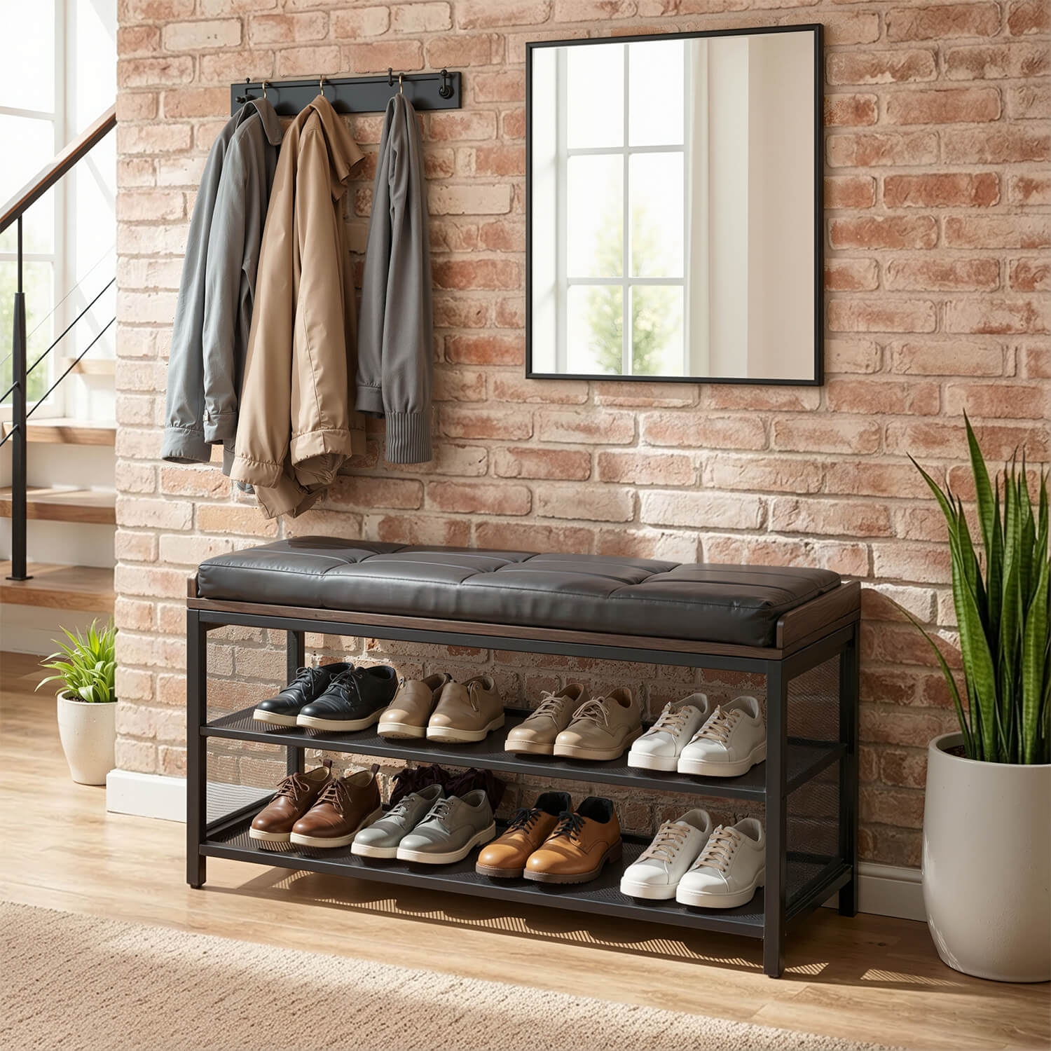 Szafka na Buty z Siedziskiem MATEO 80 cm do Przedpokoju Dąb Rustykalny Loftowa ME.MATEO/CZ/SZAFKBUT