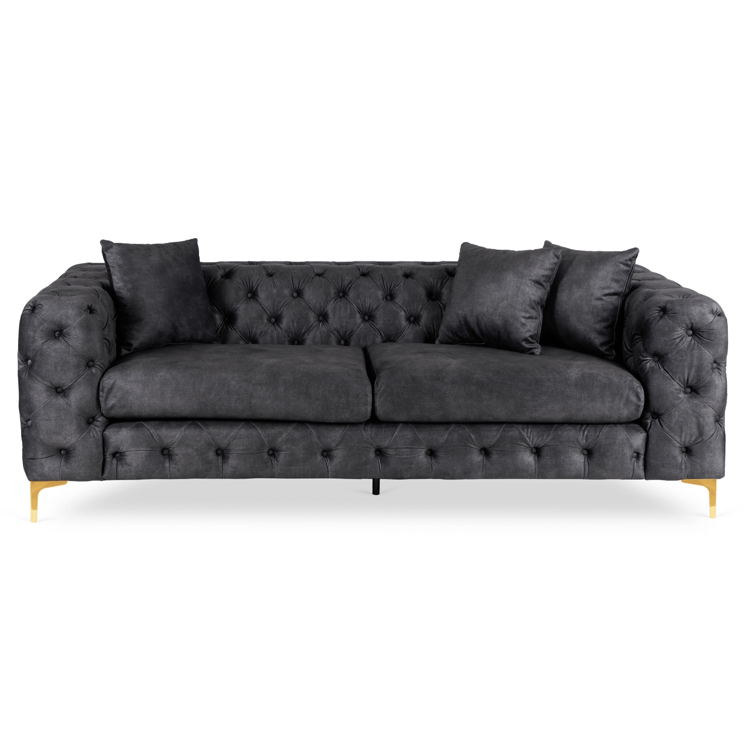 Sofa SORRENTO 3S Trzyosobowa Czarna Welurowa Nowoczesna Glamour ME.SORRENTO3S/CZ/V/SOF