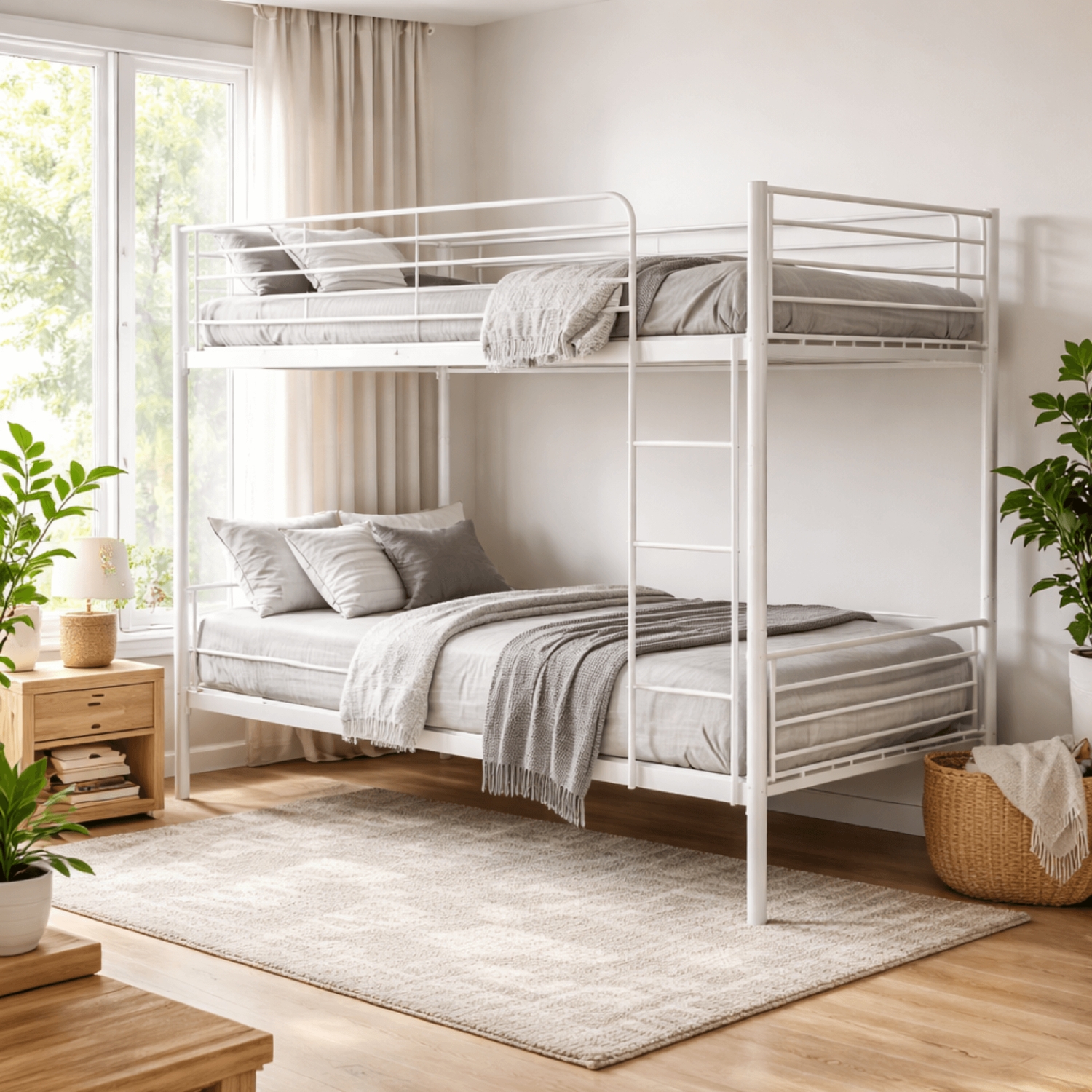 Łóżko Piętrowe Dla Dzieci 90x200 cm RODEZ Metalowe Białe ME.RODEZ/90/B/LOZP