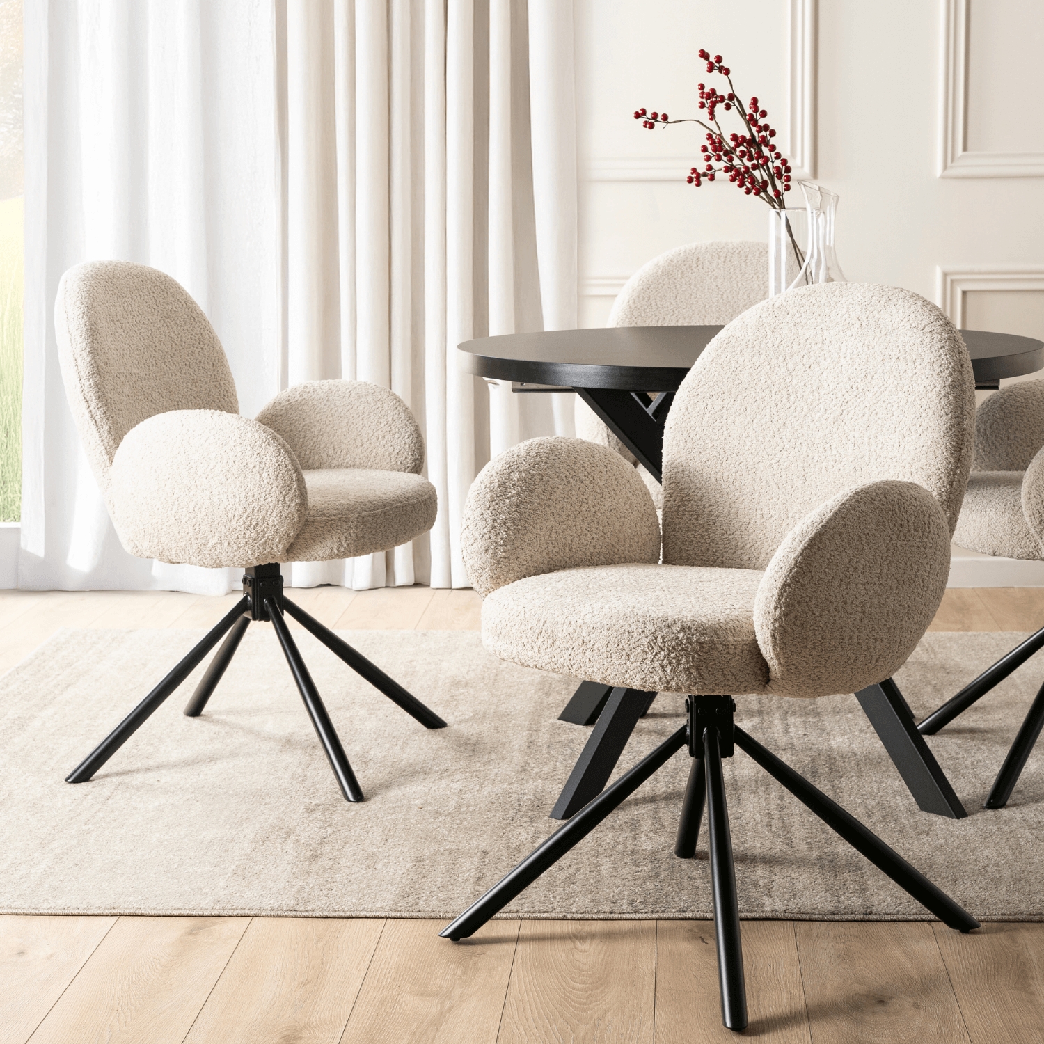 Krzesło Tapicerowane Obrotowe do Salonu MUSSO Beżowe Nowoczesne ME.MUSSO/BZ/CZ/TB/K