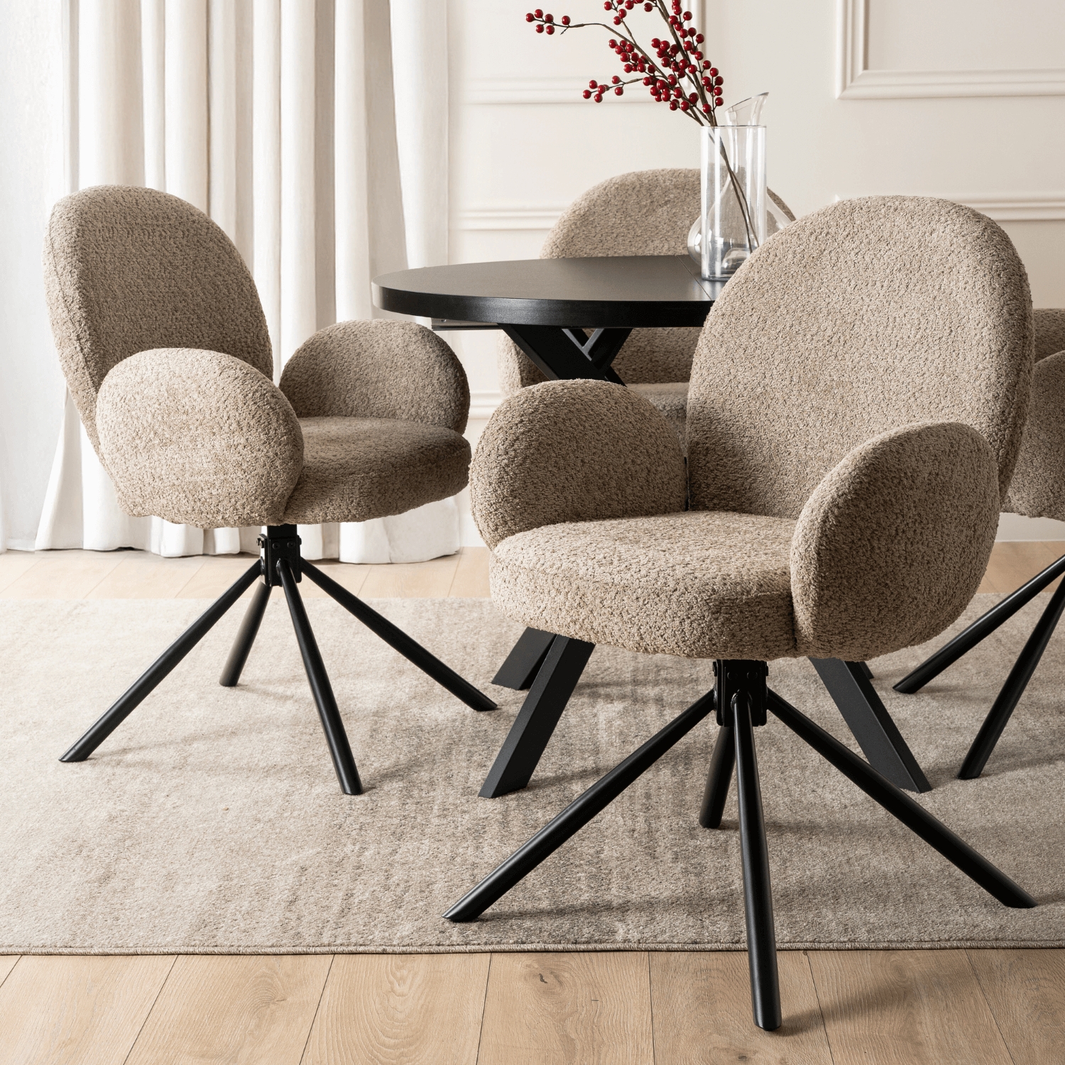 Krzesło Tapicerowane Obrotowe do Salonu MUSSO Brązowe Nowoczesne ME.MUSSO/BR/CZ/TB/K