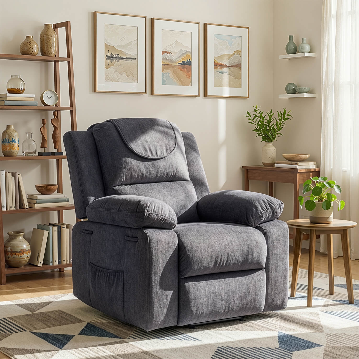 Fotel Masujący FENIX z Funkcją Wstawania Elektrycznie Rozkładany Ciemny Popiel Nowoczesny ME.FENIX2/P/T/FW