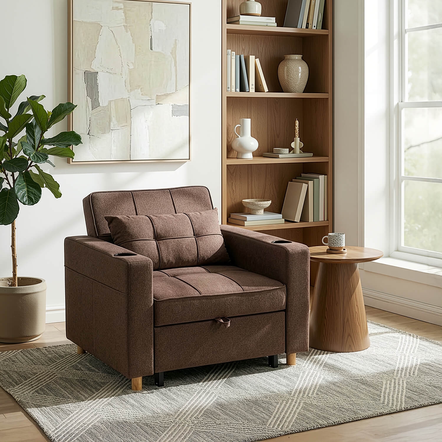 Fotel do Spania SOLOR Rozkładany Amerykanka Brązowy Nowoczesny ME.SOLOR/BR/T/FW