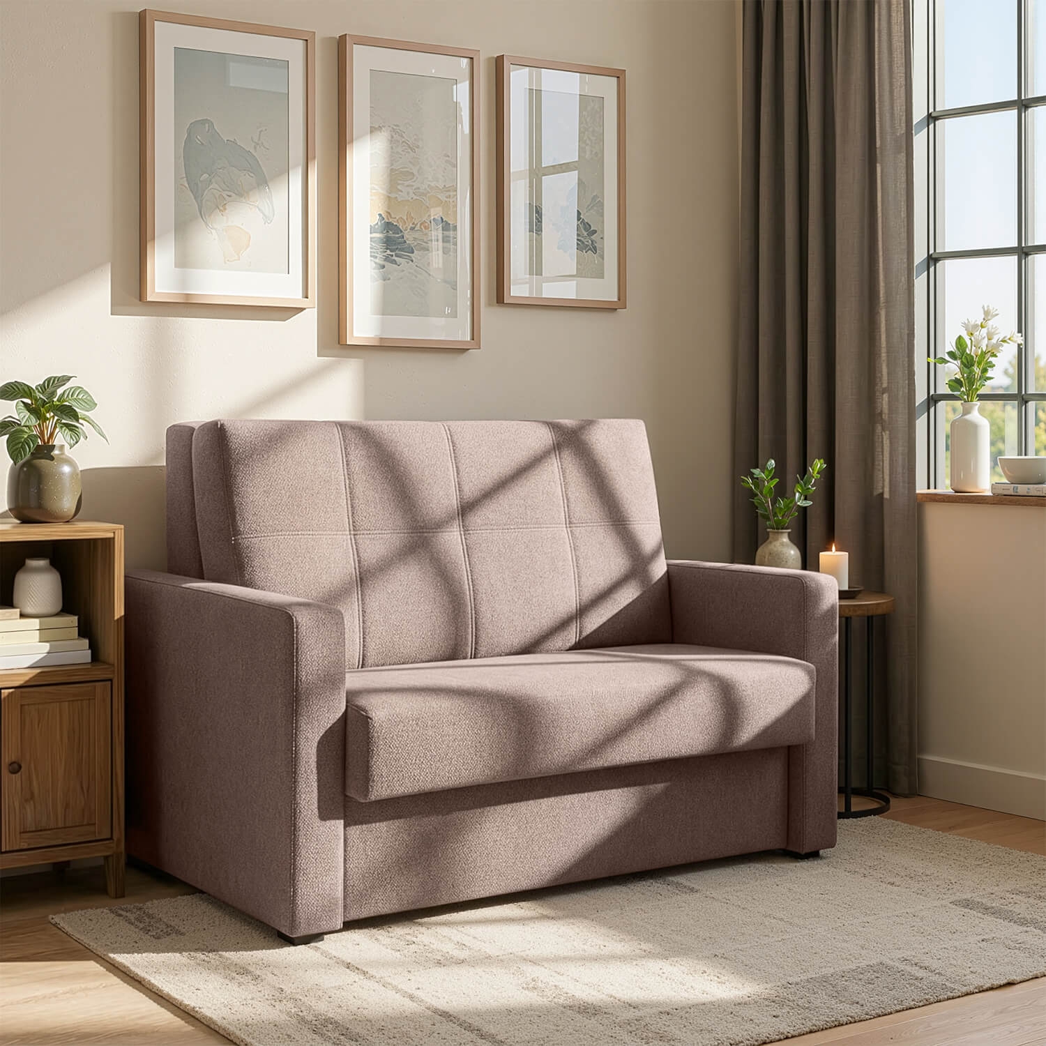 Fotel do Spania MILAN 2 Amerykanka Rozkładany Dwuosobowy Beżowy Nowoczesny PPHUE.MAJA2/POLARIS4/FW