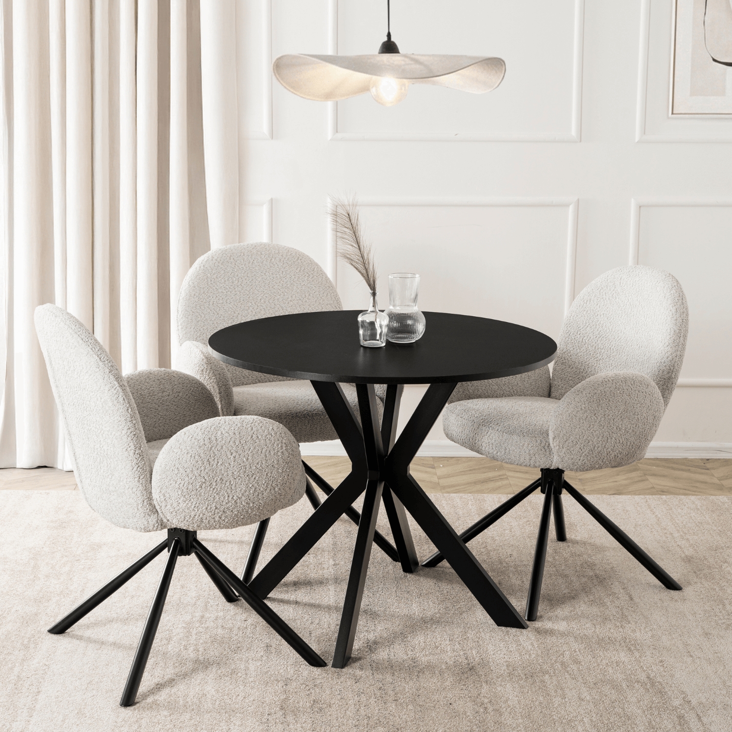 Stół Okrągły LAUREN 80 cm Czarny Loft Nowoczesny ME.LAUREN/CZ/CZ/S80