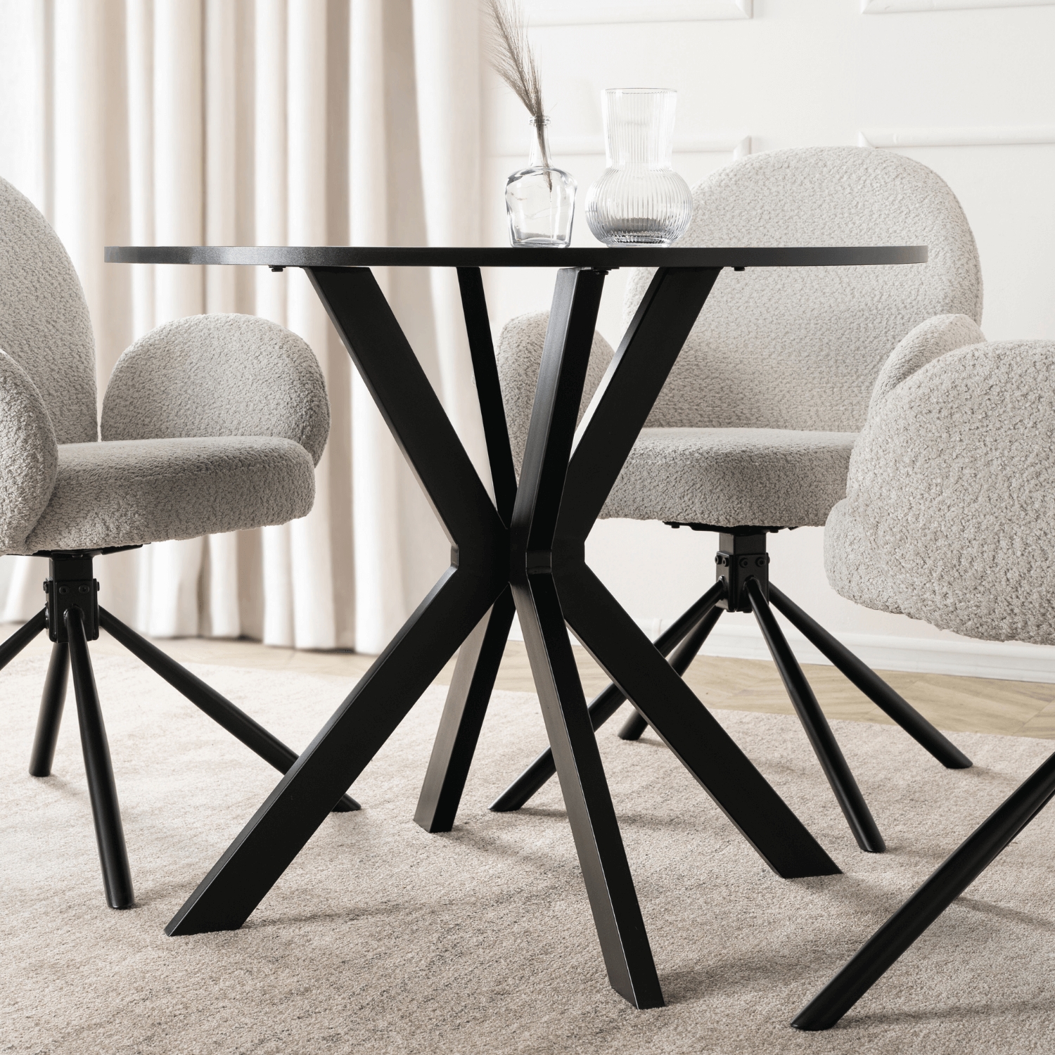 Stół Okrągły LAUREN 80 cm Czarny Loft Nowoczesny ME.LAUREN/CZ/CZ/S80