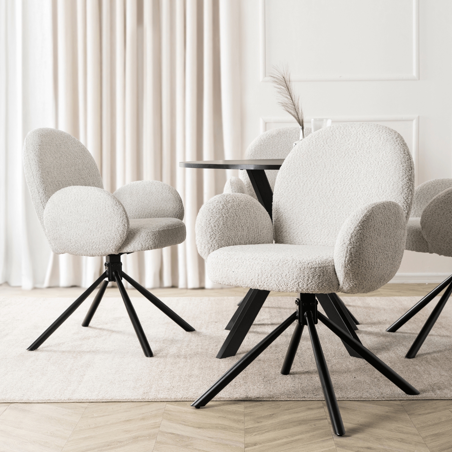 Krzesło Tapicerowane Obrotowe do Salonu MUSSO Szare Nowoczesne ME.MUSSO/P/CZ/TB/K