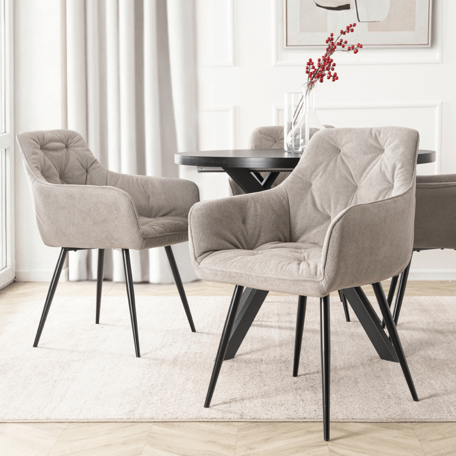 Krzesło Tapicerowane do Salonu MODESTO Szare Nowoczesne Loft ME.MODESTO/P/CZ/T/K