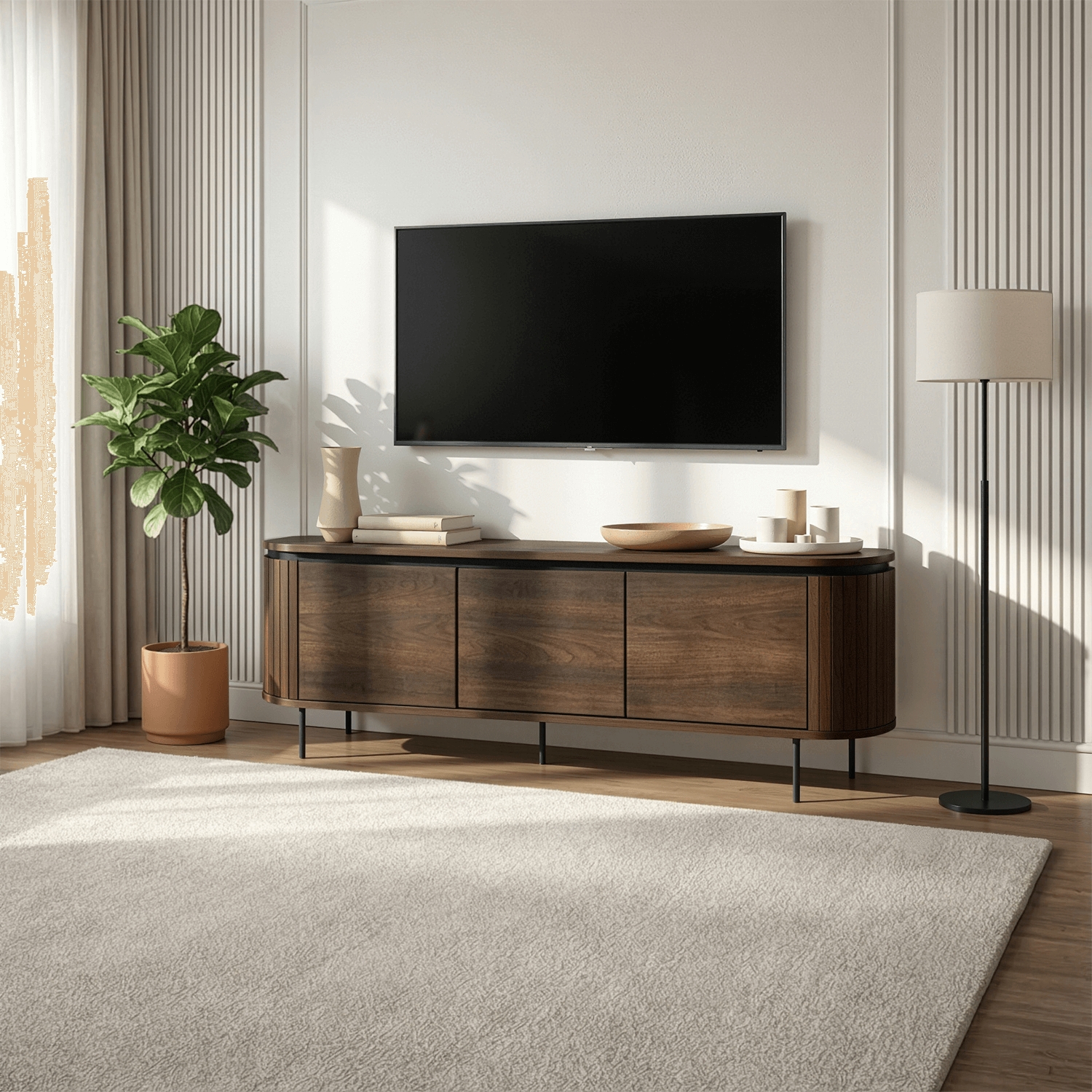 Szafka RTV do Salonu Trzydrzwiowa BECK 160 cm Orzech Nowoczesna ME.BECK/O/RTV160