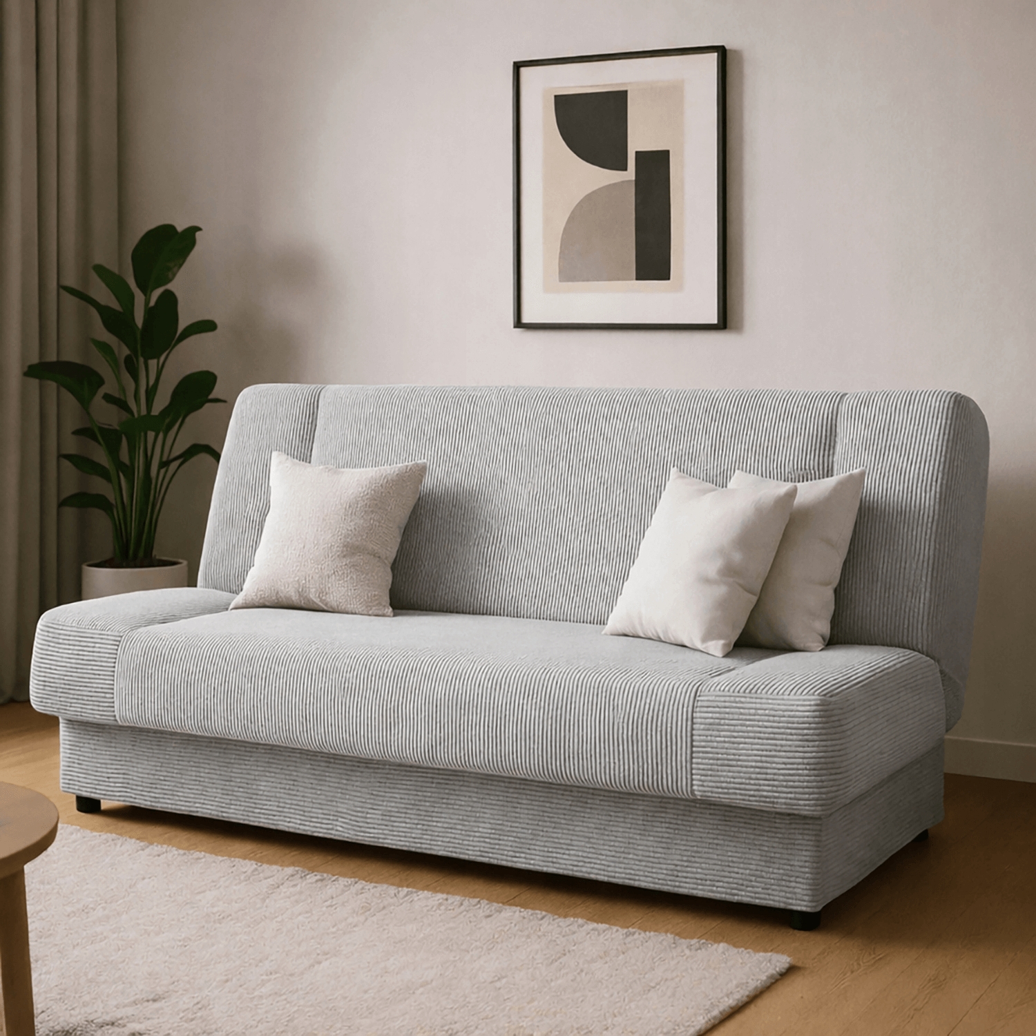 Sofa z Funkcją Spania PIANO Rozkładana Wersalka Dwuosobowa Szara Sztruksowa Nowoczesna do Salonu PPHUE.DOROTKA/POSO110/WER