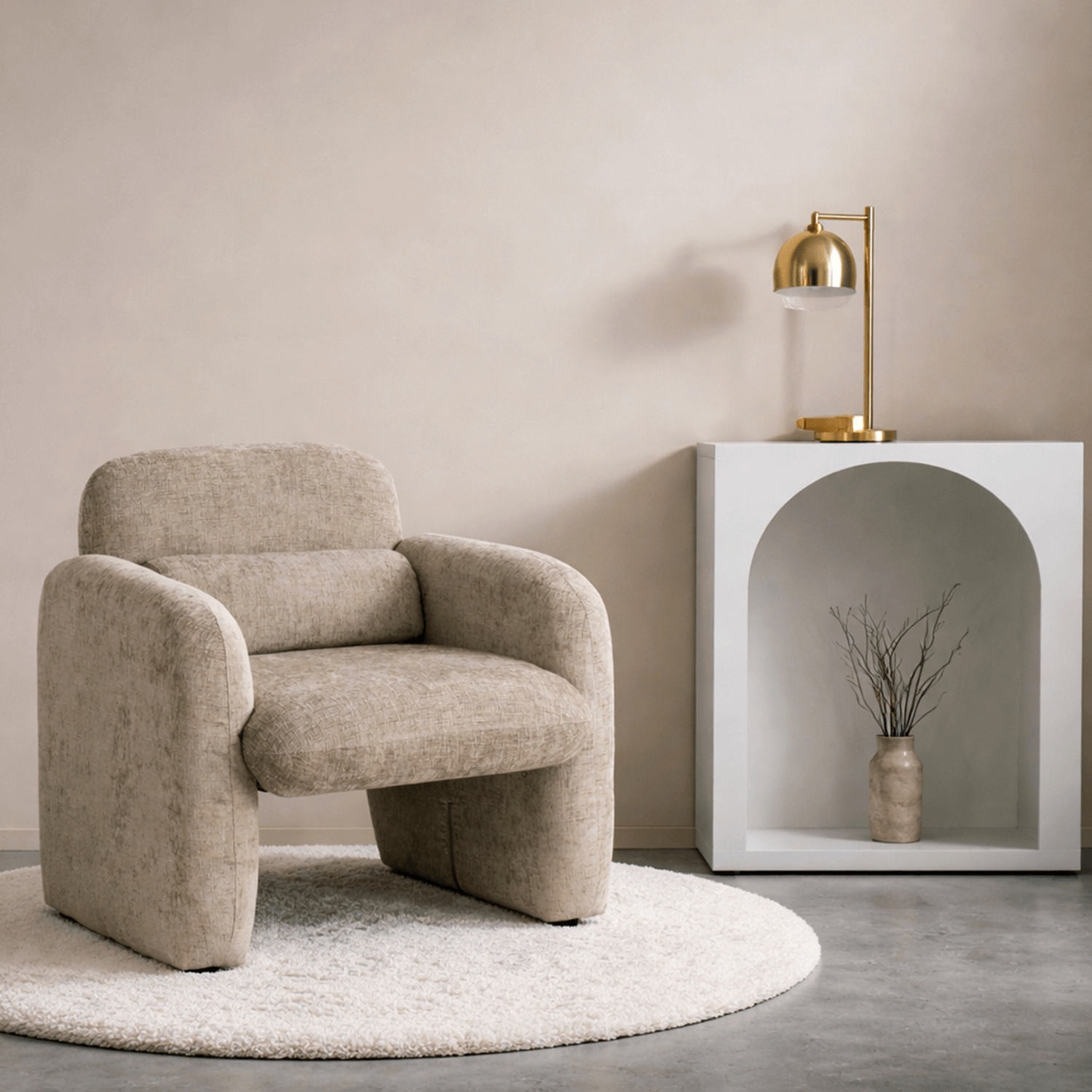 Fotel Wypoczynkowy do Salonu TOGO Beżowy Nowoczesny ME.TOGO/BZ/T/FW