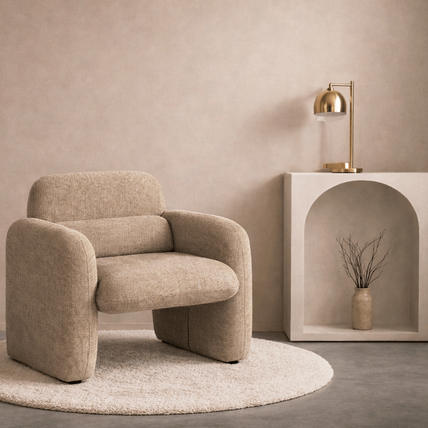 Fotel Wypoczynkowy do Salonu TOGO Ciemnobeżowy Nowoczesny ME.TOGO/CBZ/T/FW