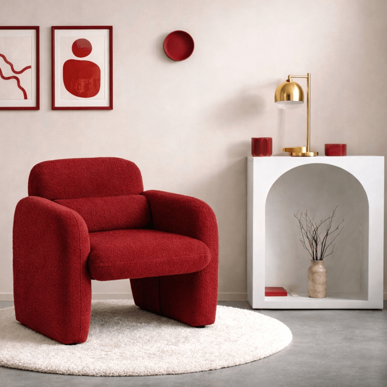 Fotel Wypoczynkowy do Salonu TOGO Bordowy Boucle Nowoczesny ME.TOGO/BOR/TB/FW