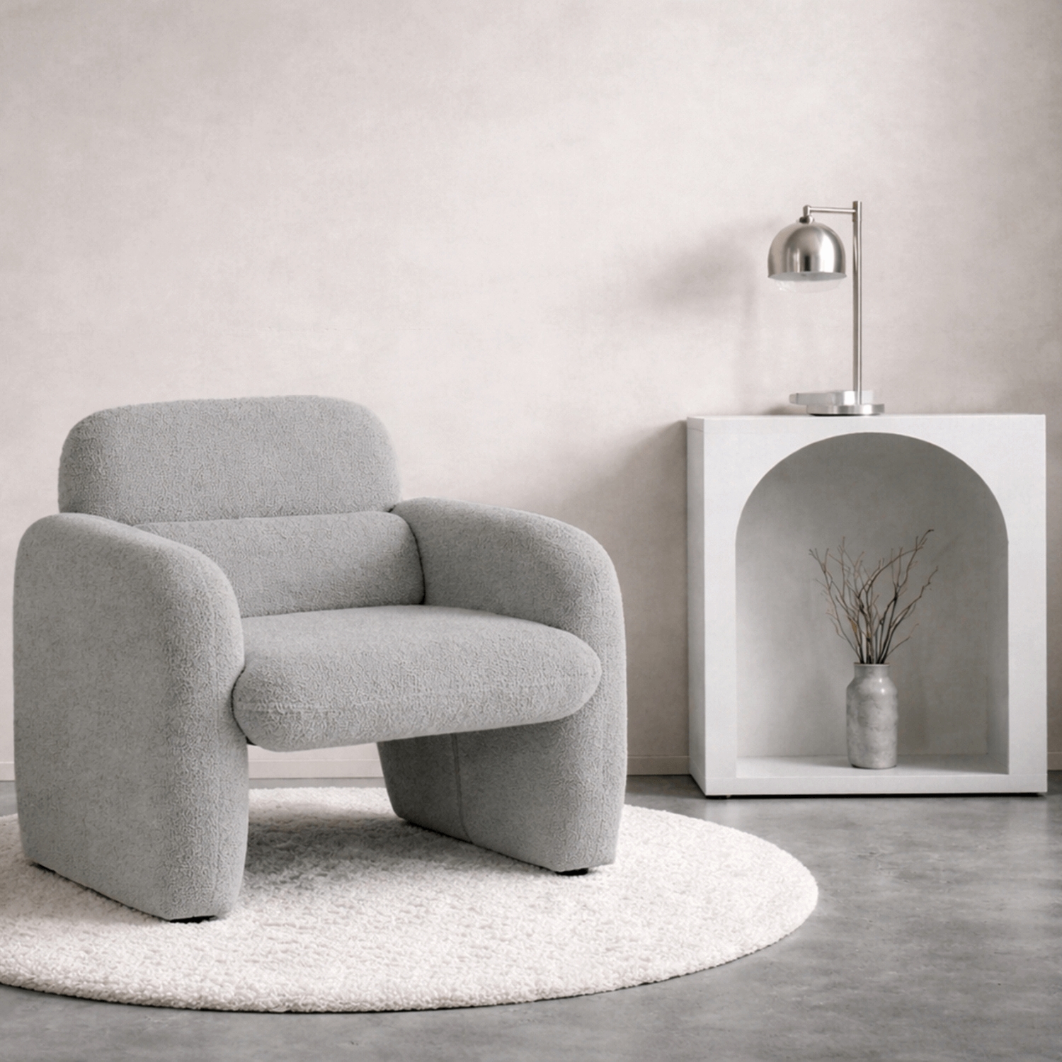 Fotel Wypoczynkowy do Salonu TOGO Szary Boucle Nowoczesny ME.TOGO/P/TB/FW