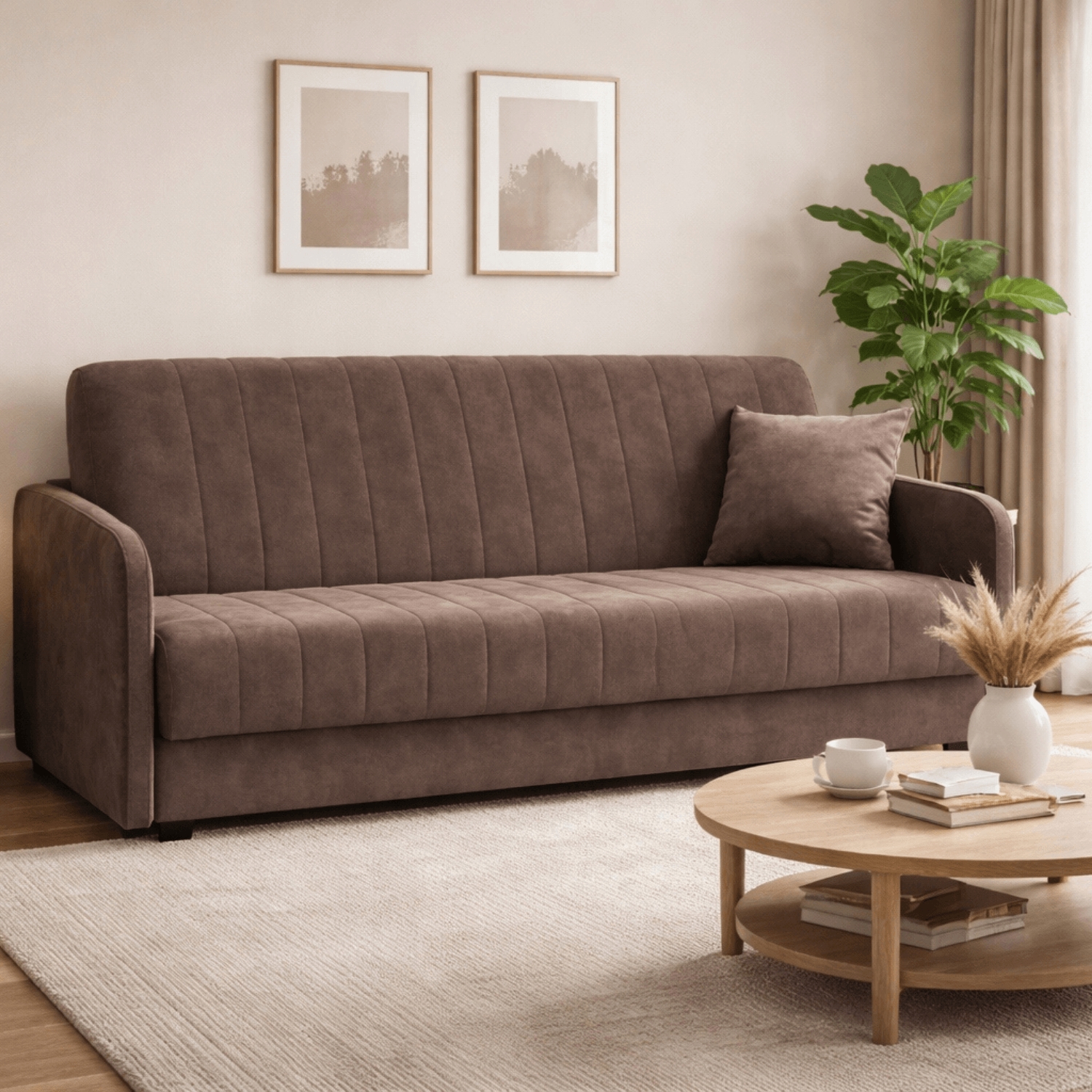 Sofa z Funkcją Spania PORTO Wersalka Rozkładana Dwuosobowa Brązowa Nowoczesna do Salonu PPHUE.PIEER/SALLY3/WER