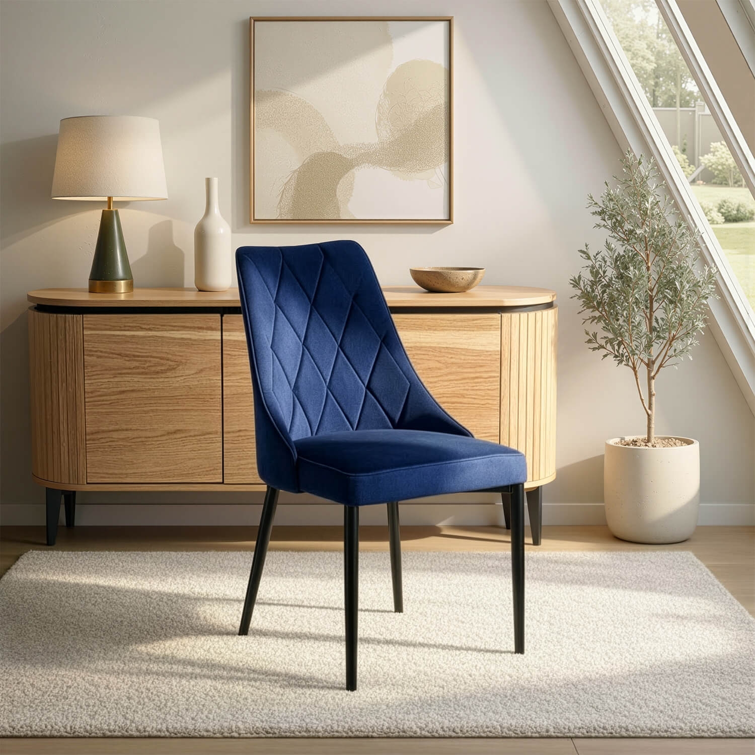 Zestaw 4x Krzesło Tapicerowane CORK do Salonu Granatowe Welurowe Nowoczesne Loft CORK/GR/V/Z4/K