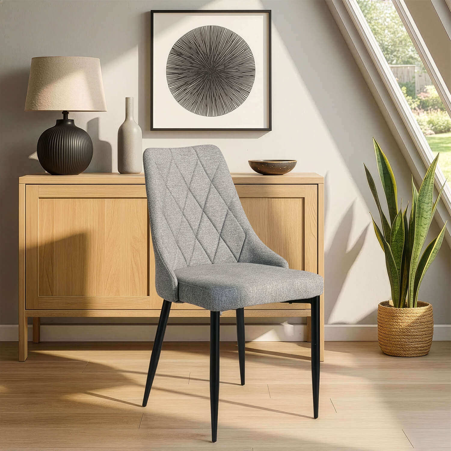 Zestaw 4x Krzesło Tapicerowane do Salonu CORK 2 Szare Nowoczesne Loft CORK2/P/T/Z4/K